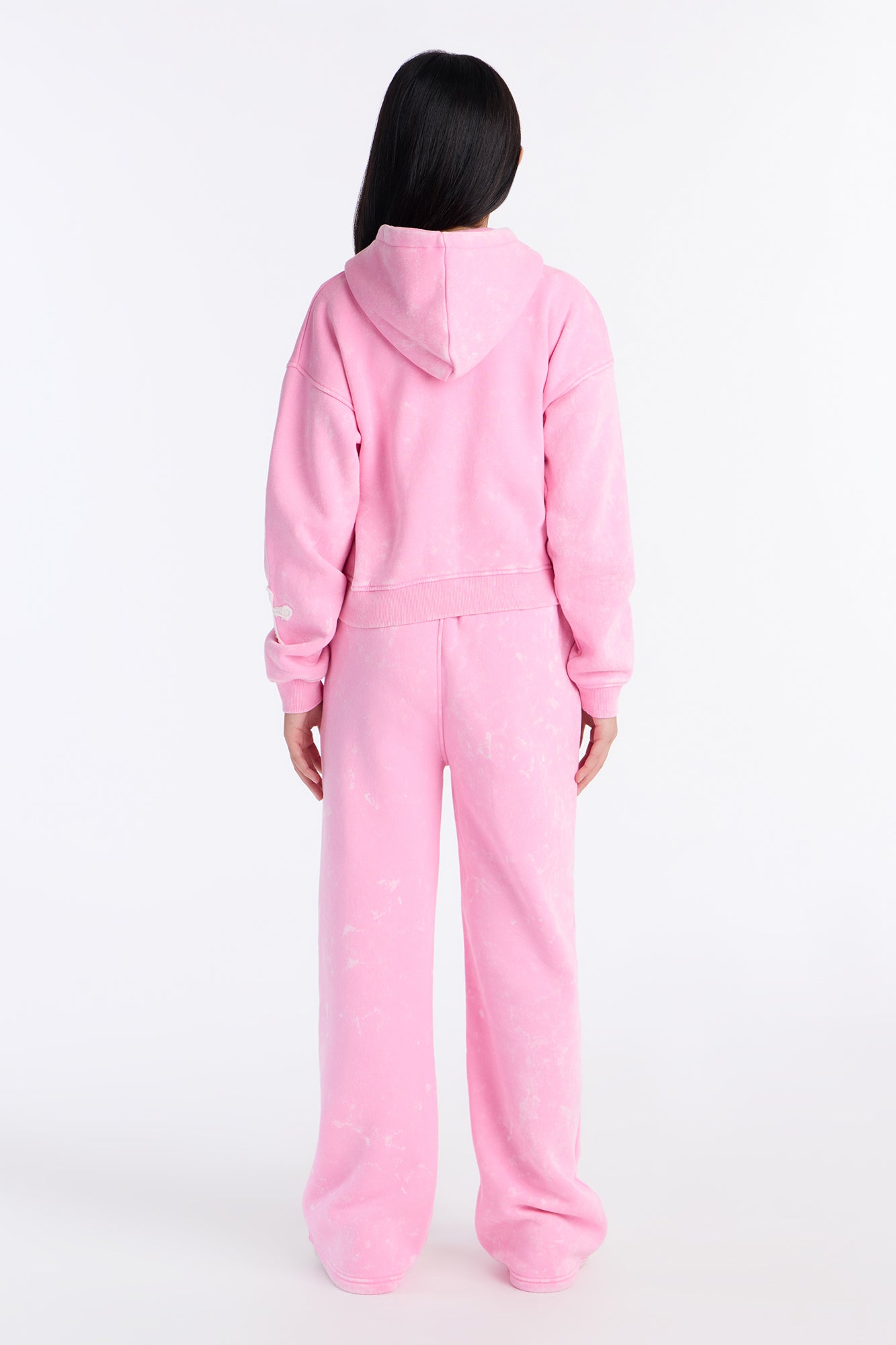 Mini Double The Intentions Washed Fleece Hoodie - Pink