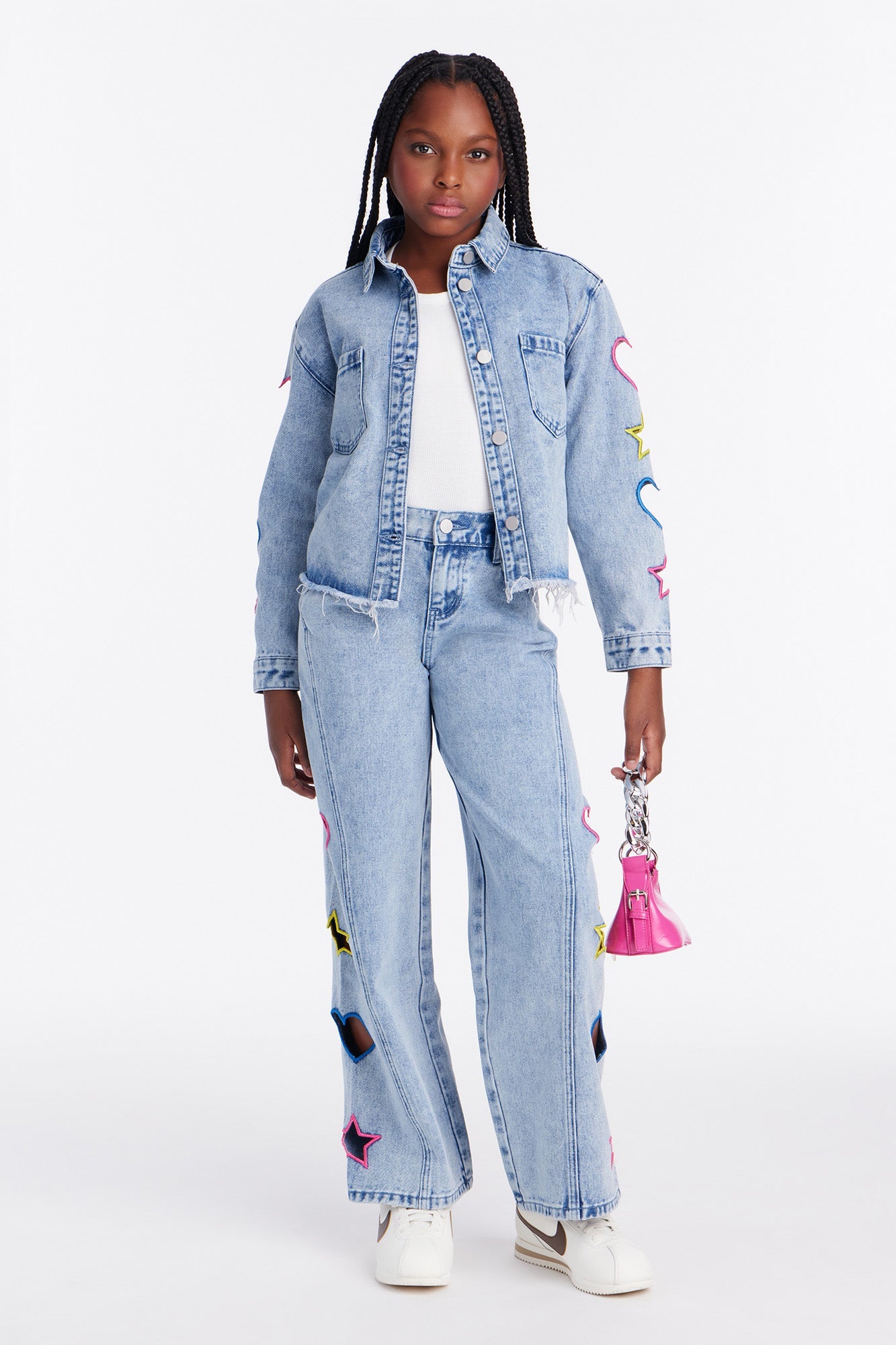 Mini Lovely Star Wide Leg Jeans - Light Wash