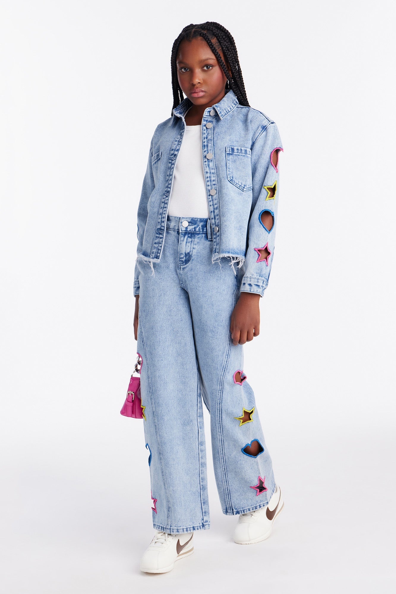 Mini Lovely Star Wide Leg Jeans - Light Wash