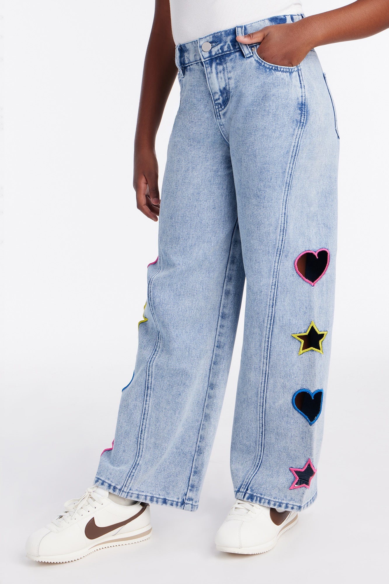 Mini Lovely Star Wide Leg Jeans - Light Wash