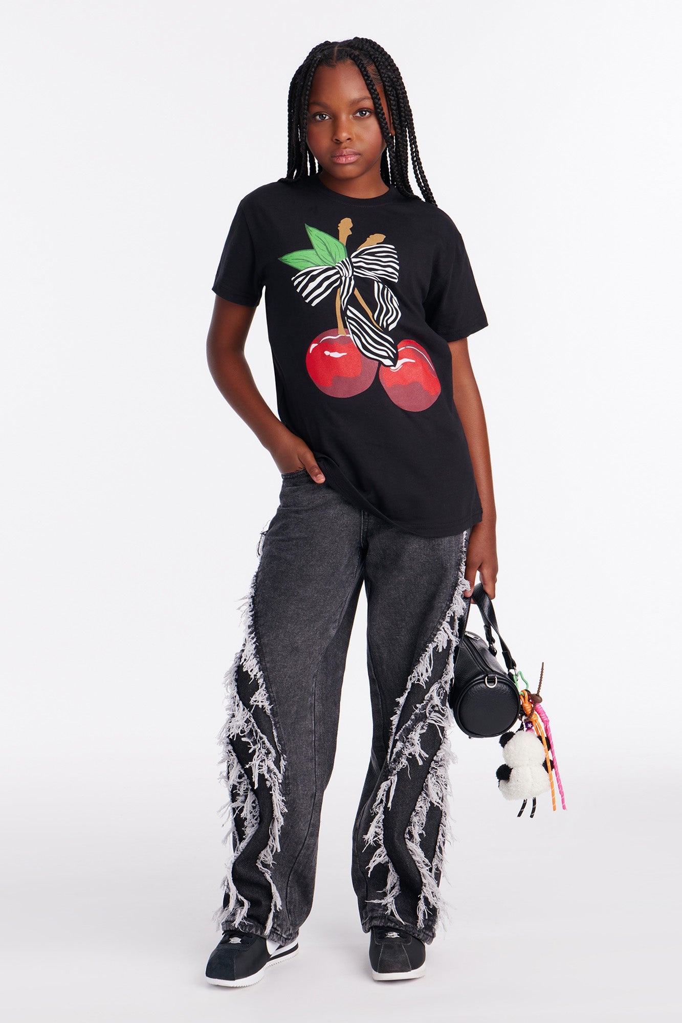 Mini Sweet Cherries Short Sleeve Tee - Black