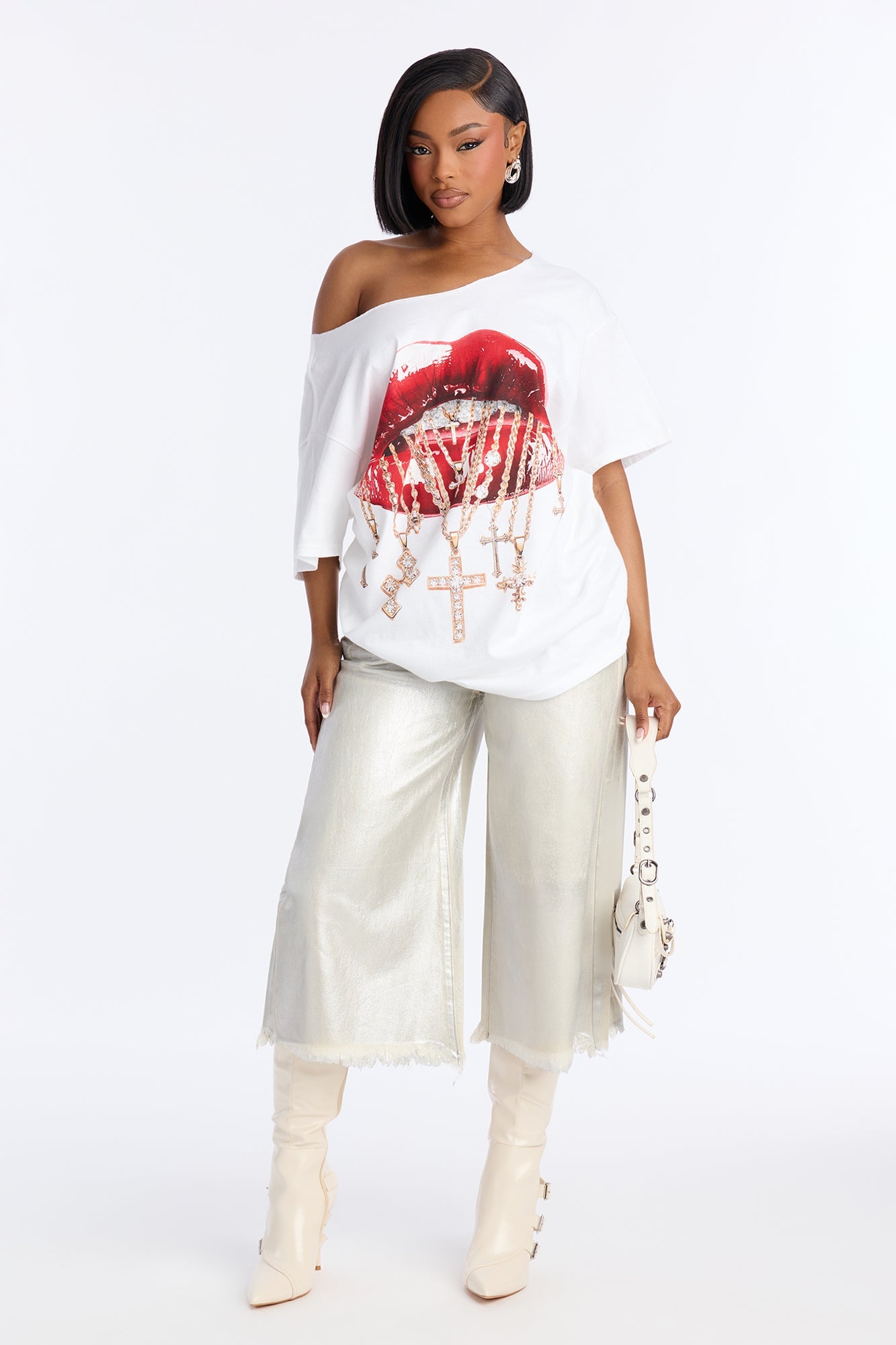 Tokyo Coated Denim Culotte Jeans - Silver