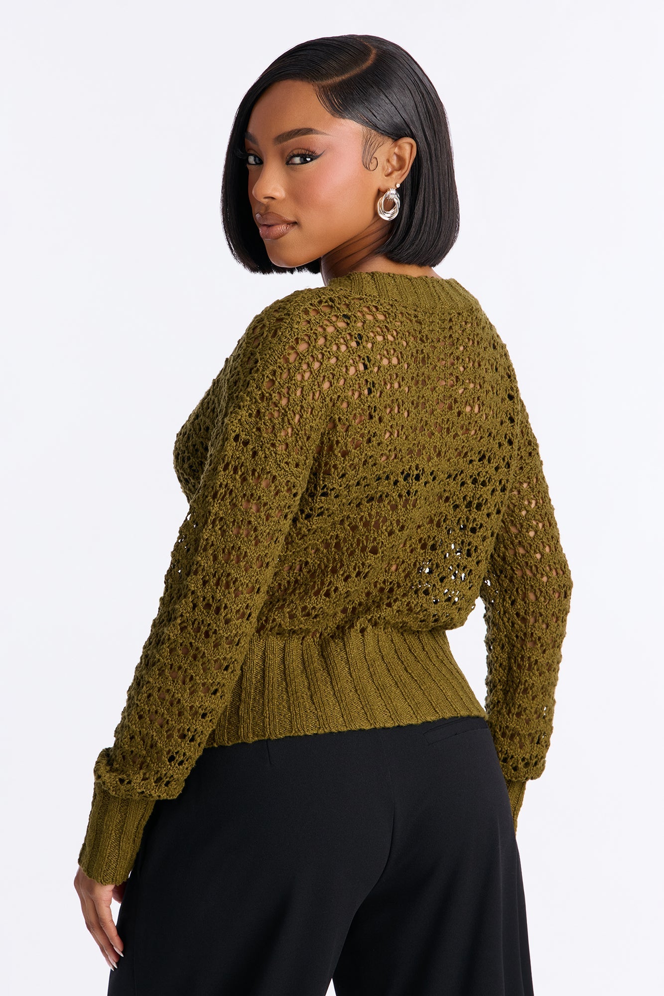 Made With Love Crochet Cardigan - Olive