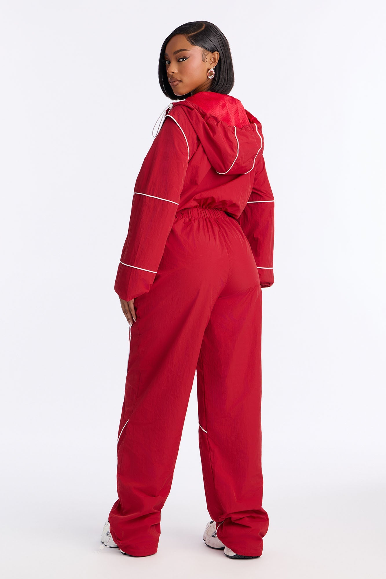 Chelsea Hooded Windbreaker Jumpsuit - Red