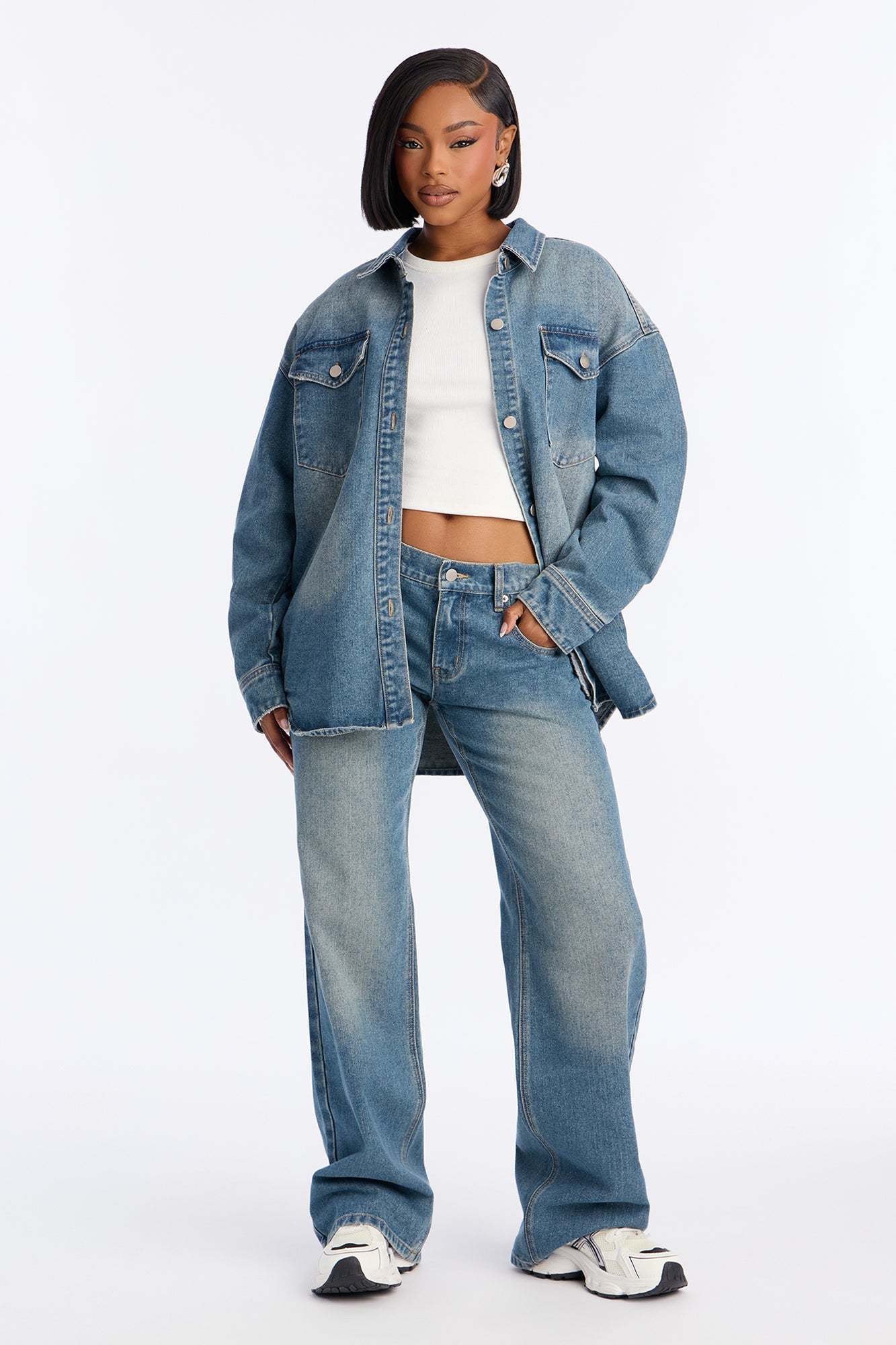 Luna Non Stretch Wide Leg Jeans - Vintage Wash
