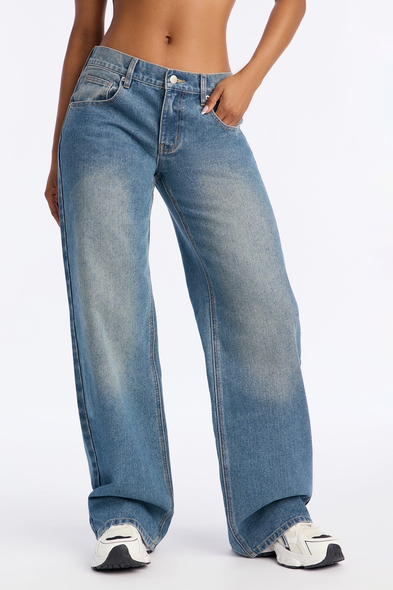 Luna Non Stretch Wide Leg Jeans - Vintage Wash