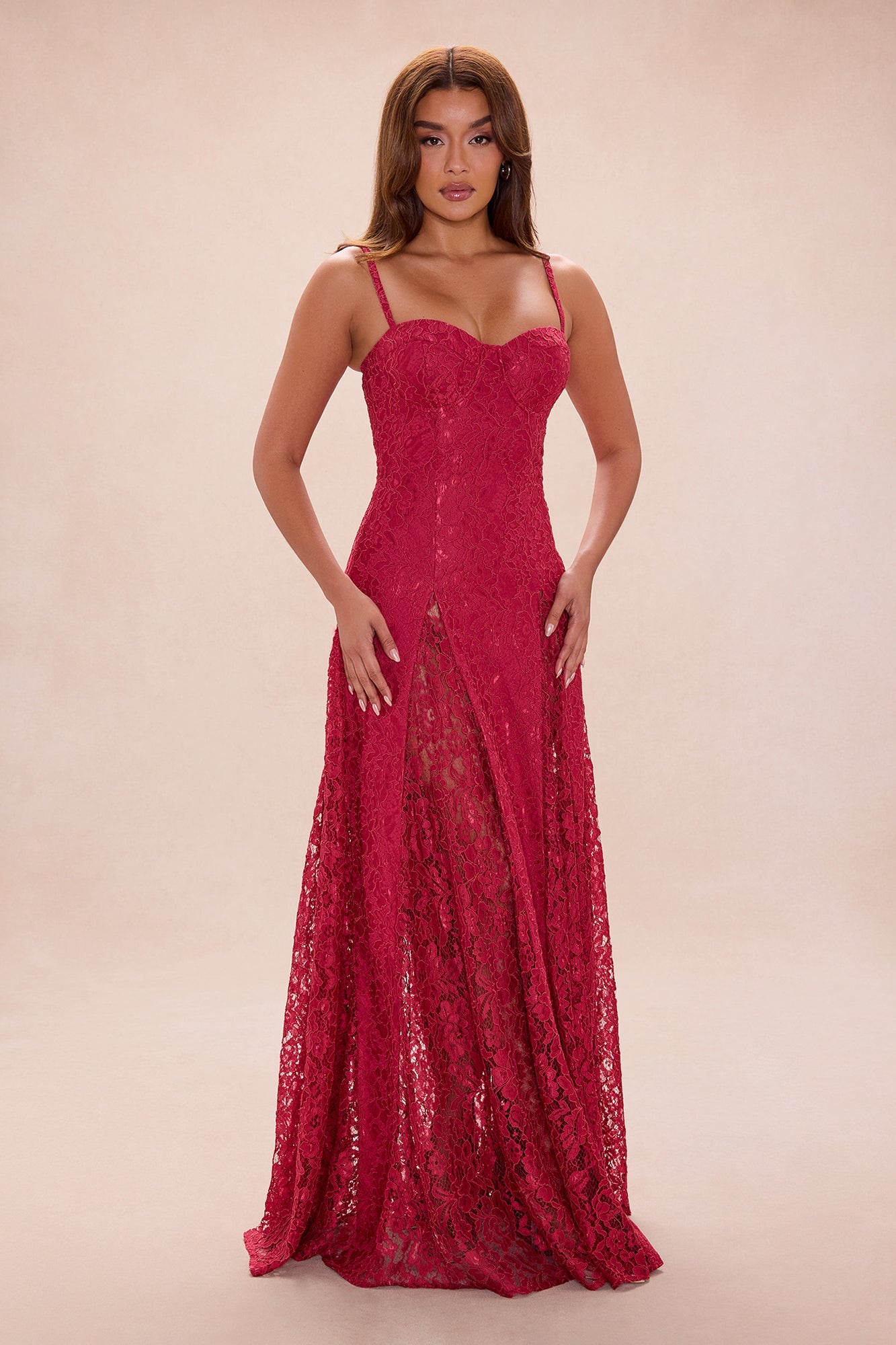 Reina Lace Gown - Wine