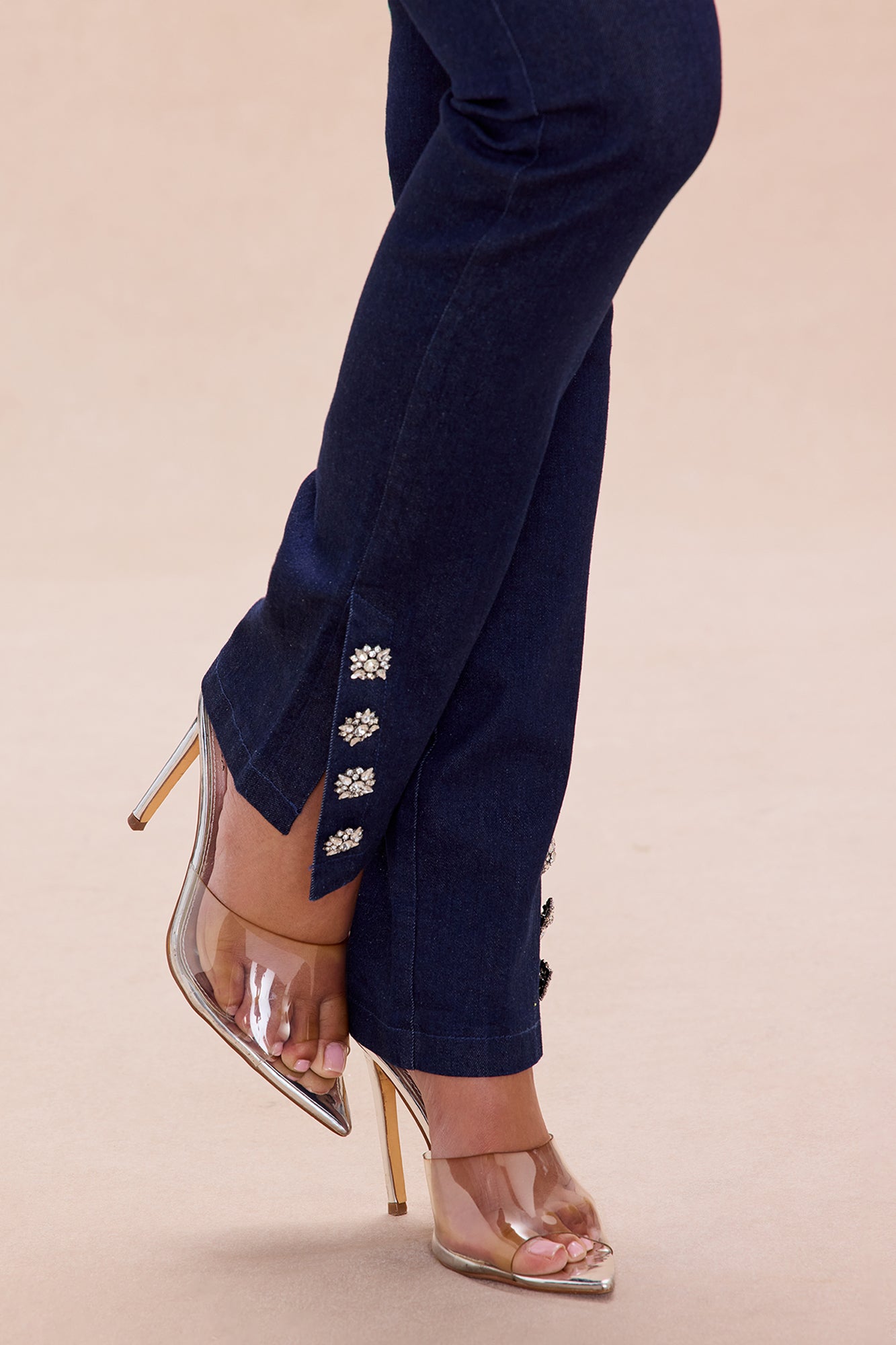 Shantel Denim Blazer Pant Set - Dark Denim