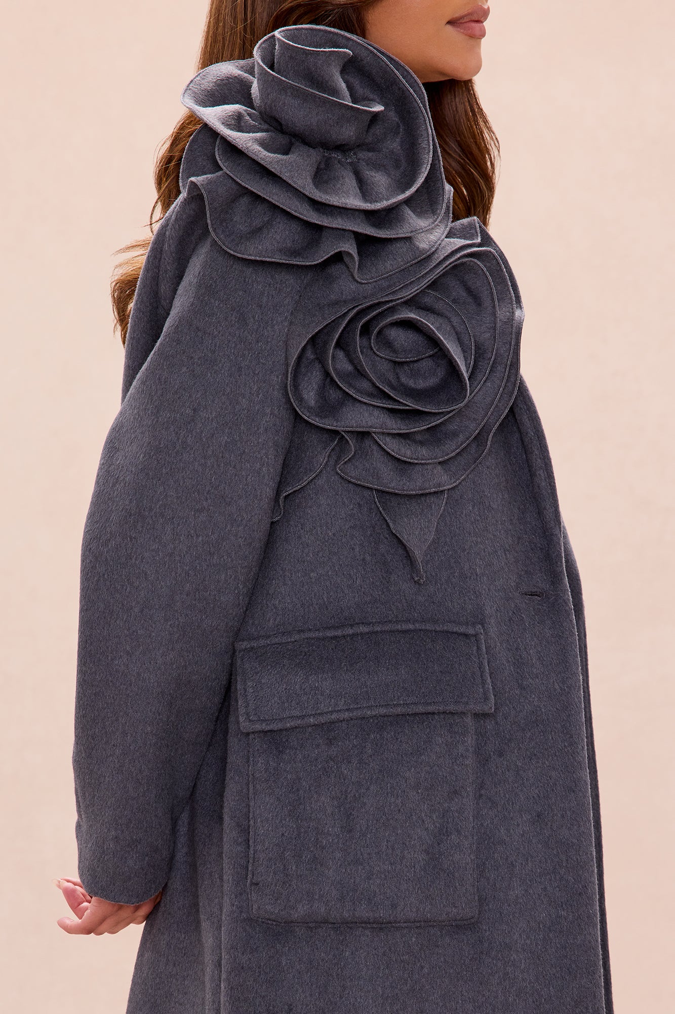 City Rose Wool Coat - Charcoal