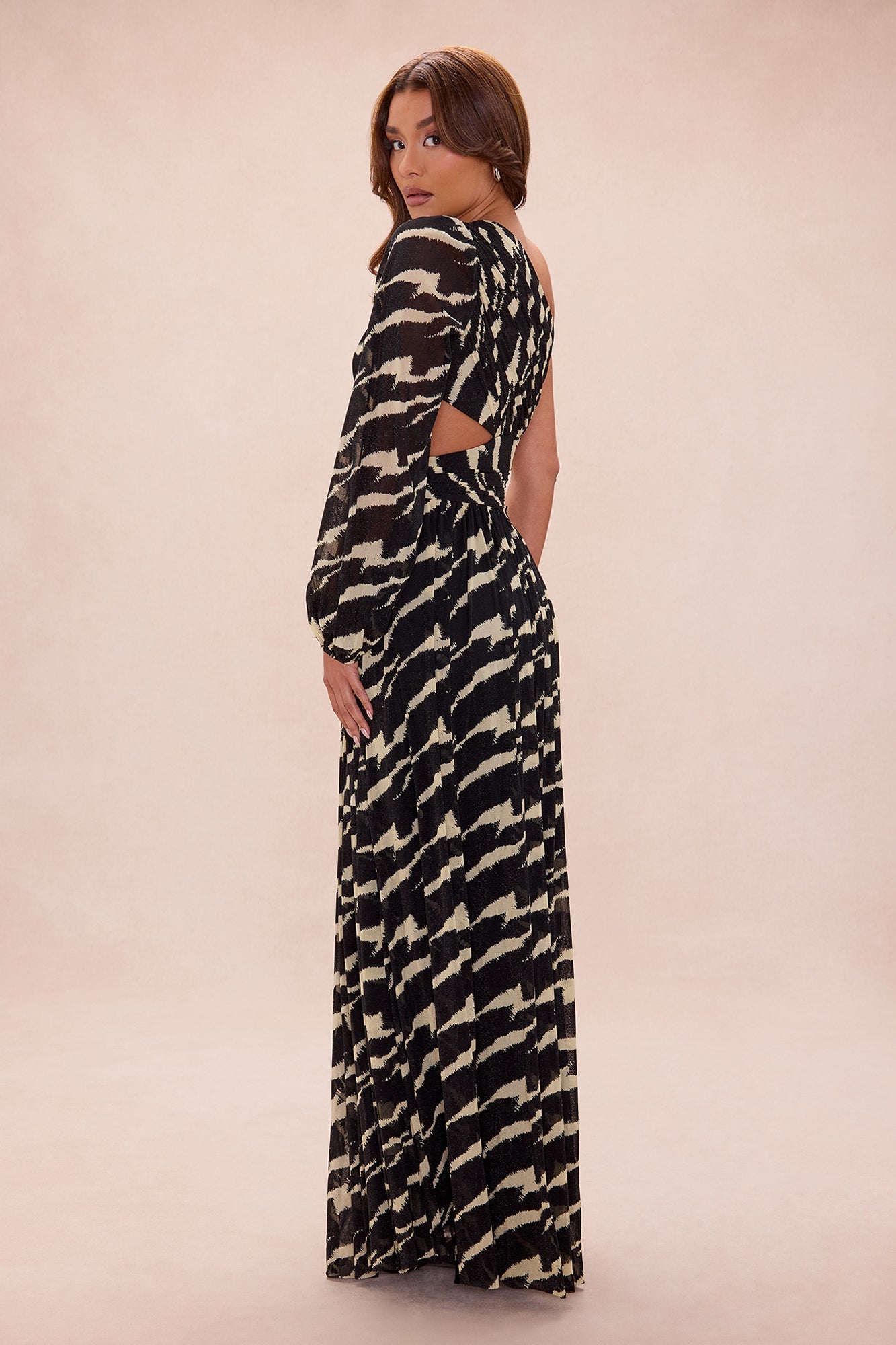 Zakia One Shoulder Maxi Dress - Black/combo