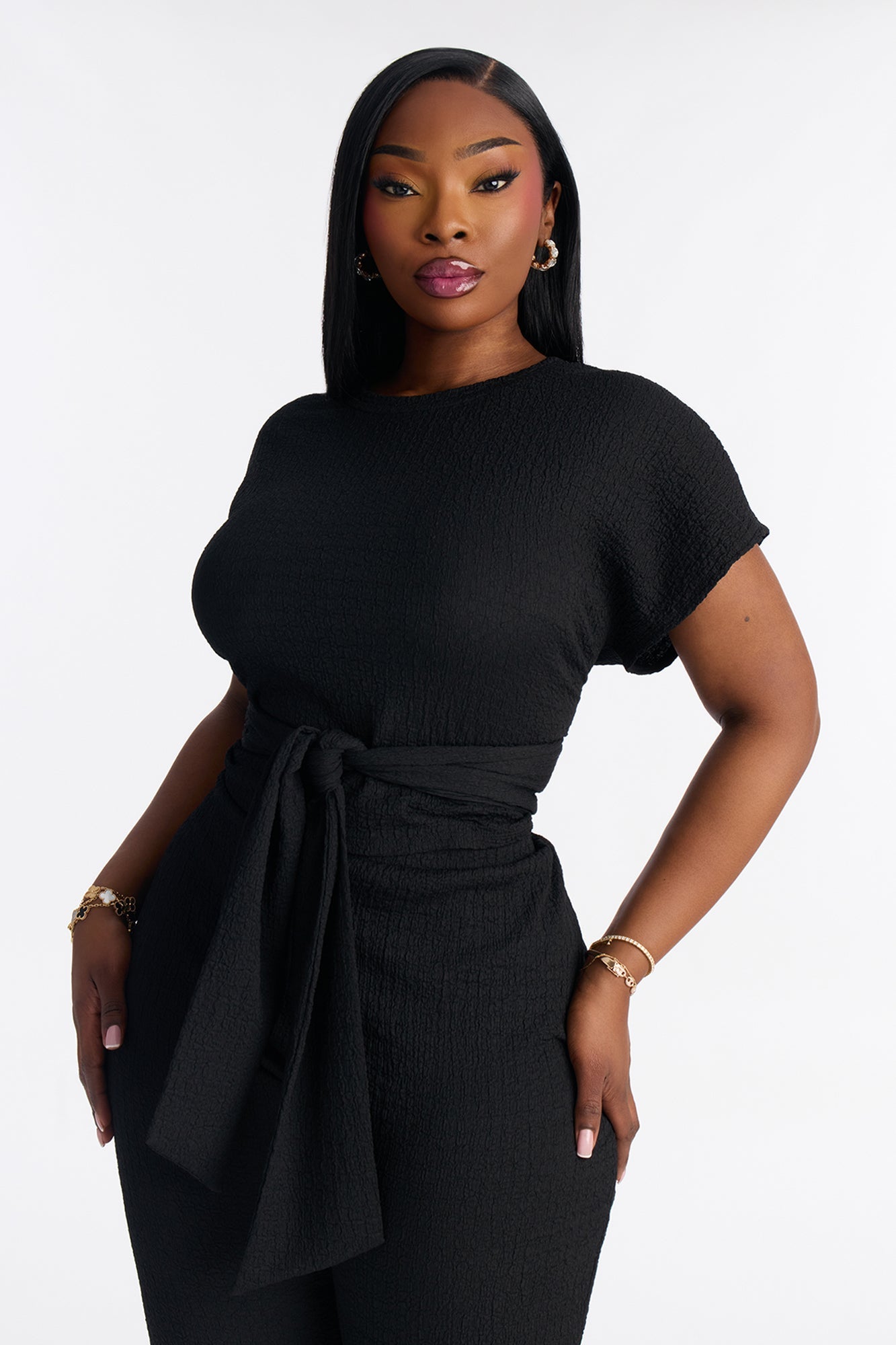 Clementine Textured Pant Set - Black
