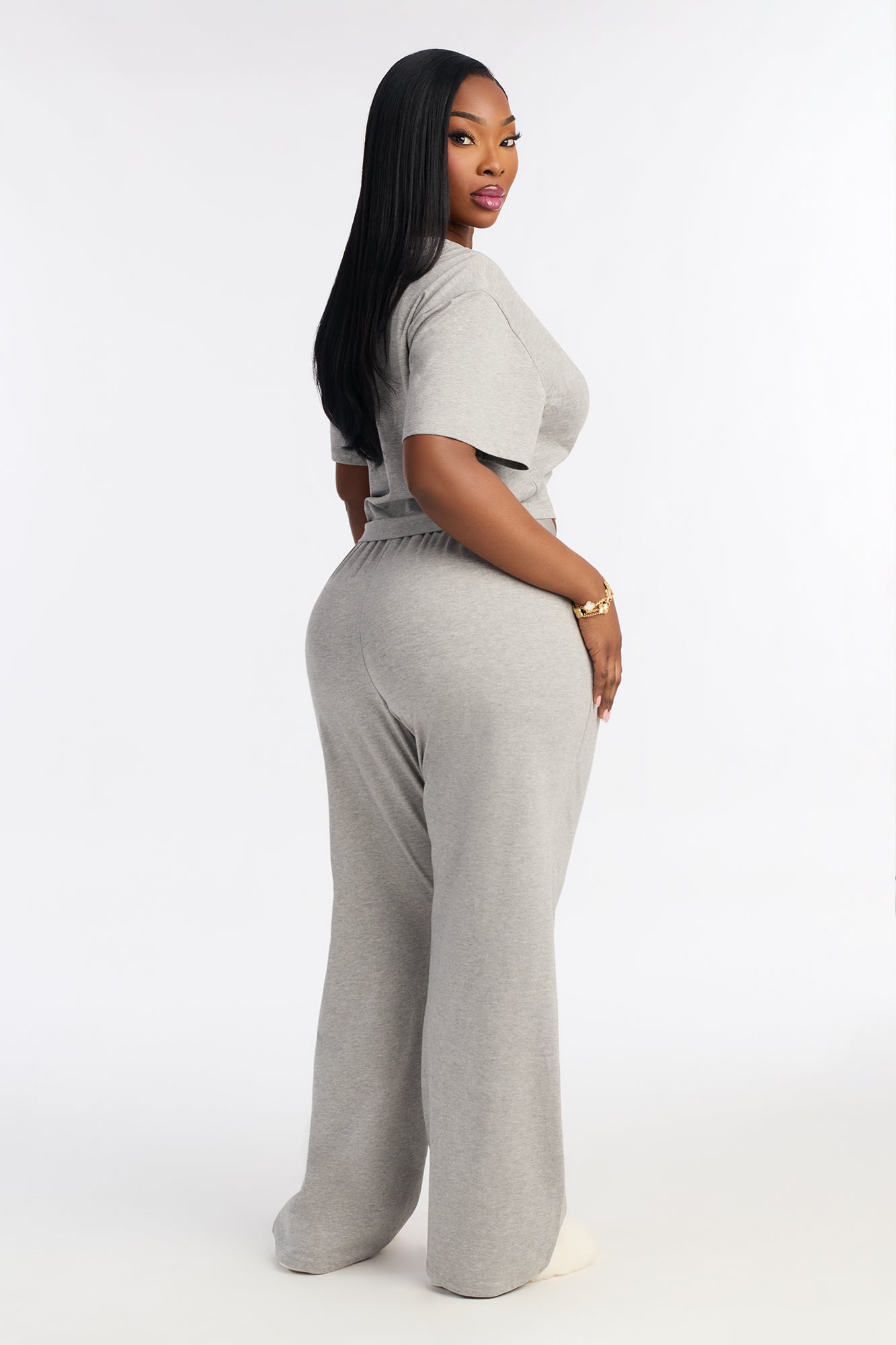 FN Mood Cotton PJ Pant Set - Heather Grey