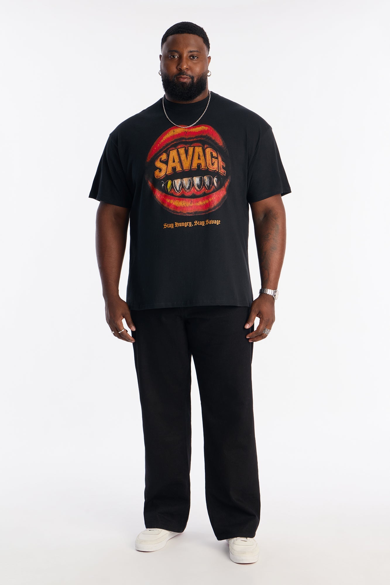 Stay Hungry Stay Savage Short Sleeve Tee - Black