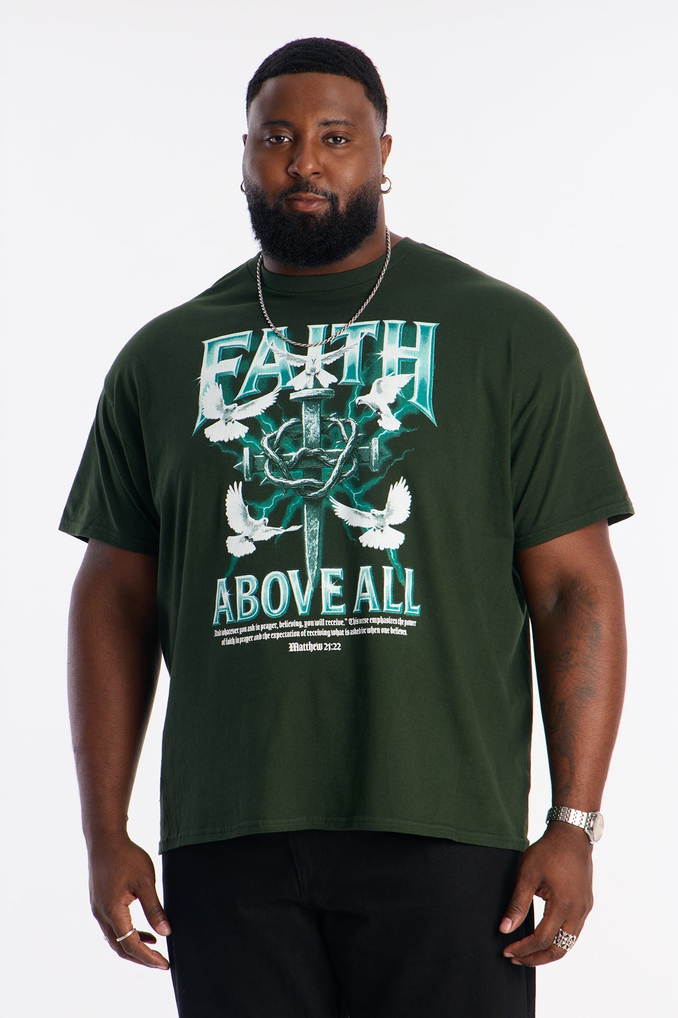 Faith Above All And Forever Short Sleeve Tee - Green