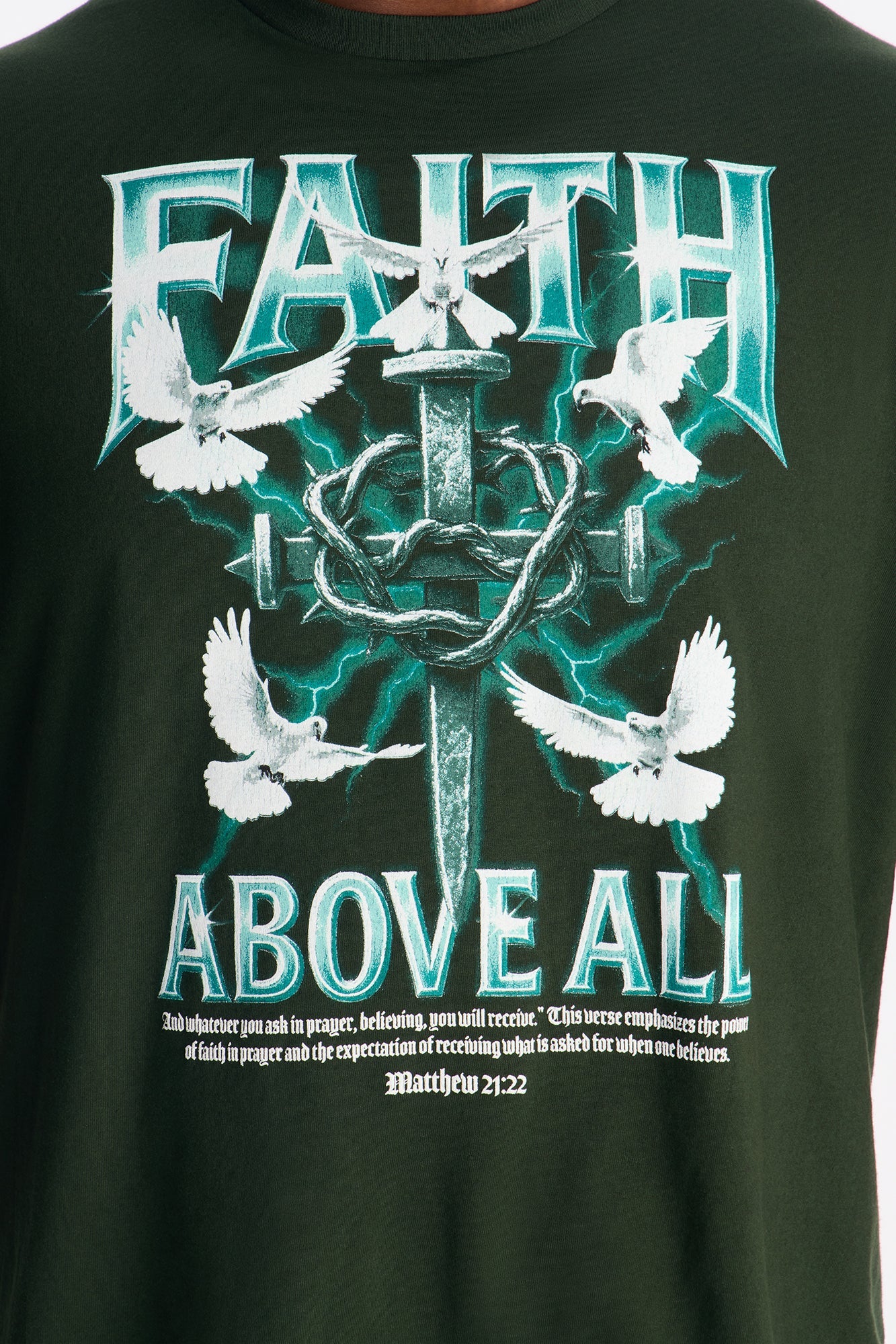 Faith Above All And Forever Short Sleeve Tee - Green