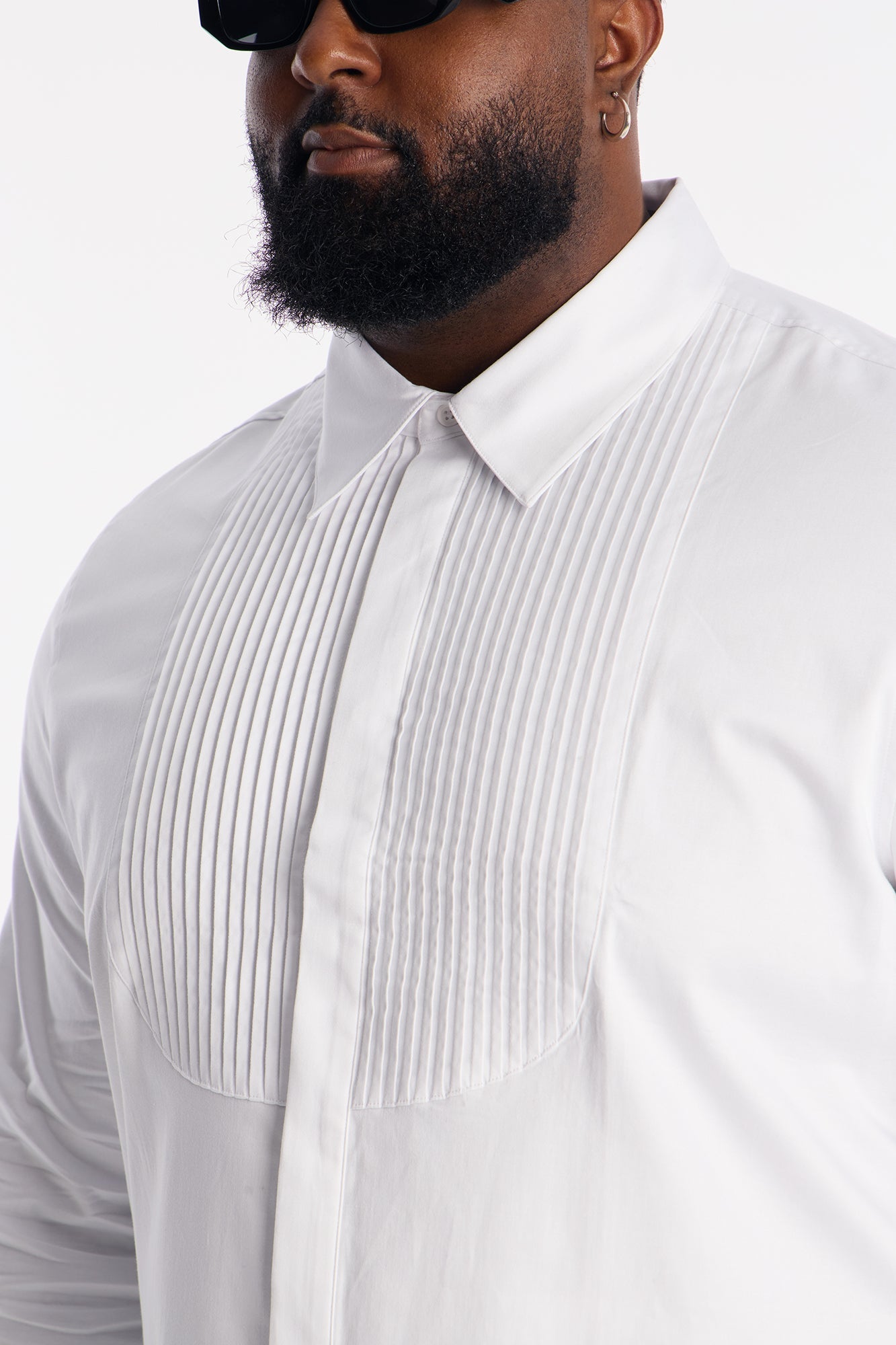 Slim Lumina Freedom Tuxedo Shirt - White