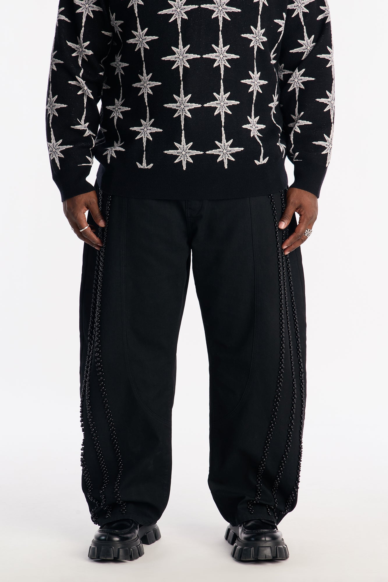 Barrel Pearl Obsidian Jean - Black