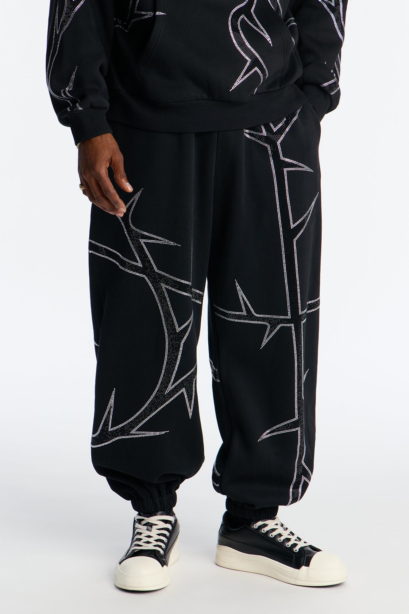 Thorn Rhinestone Joggers - Black