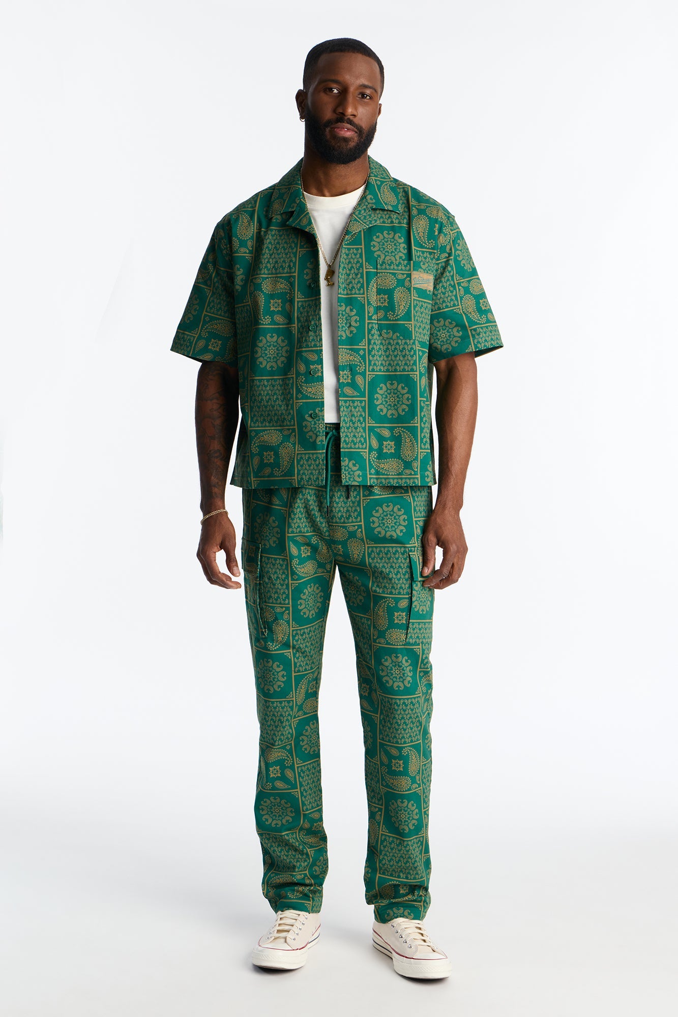 Slim Clinton Hill Mosaic Twill Cargo Pant - Green