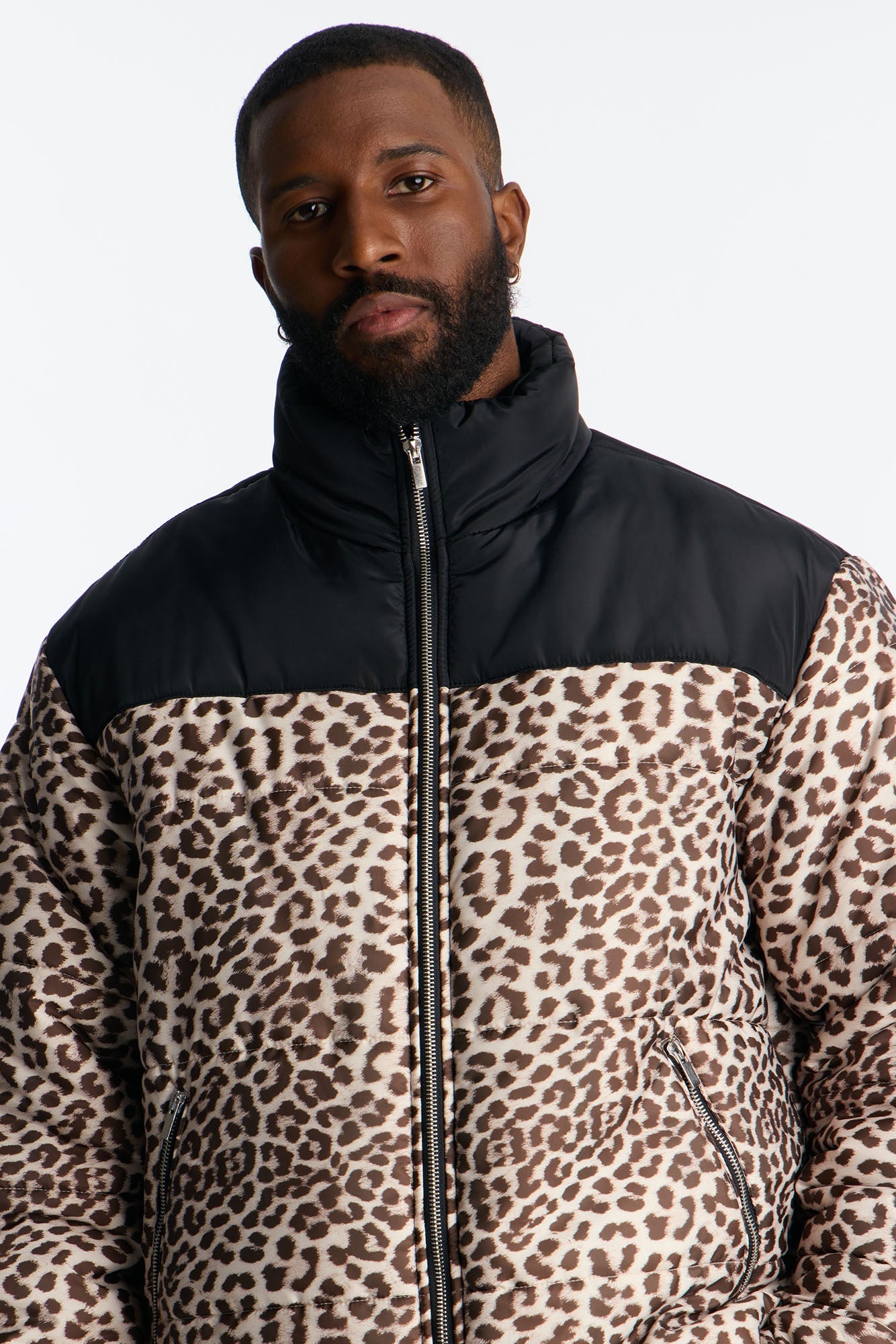 On The Prowl Leopard Print Puffer Jacket - Brown