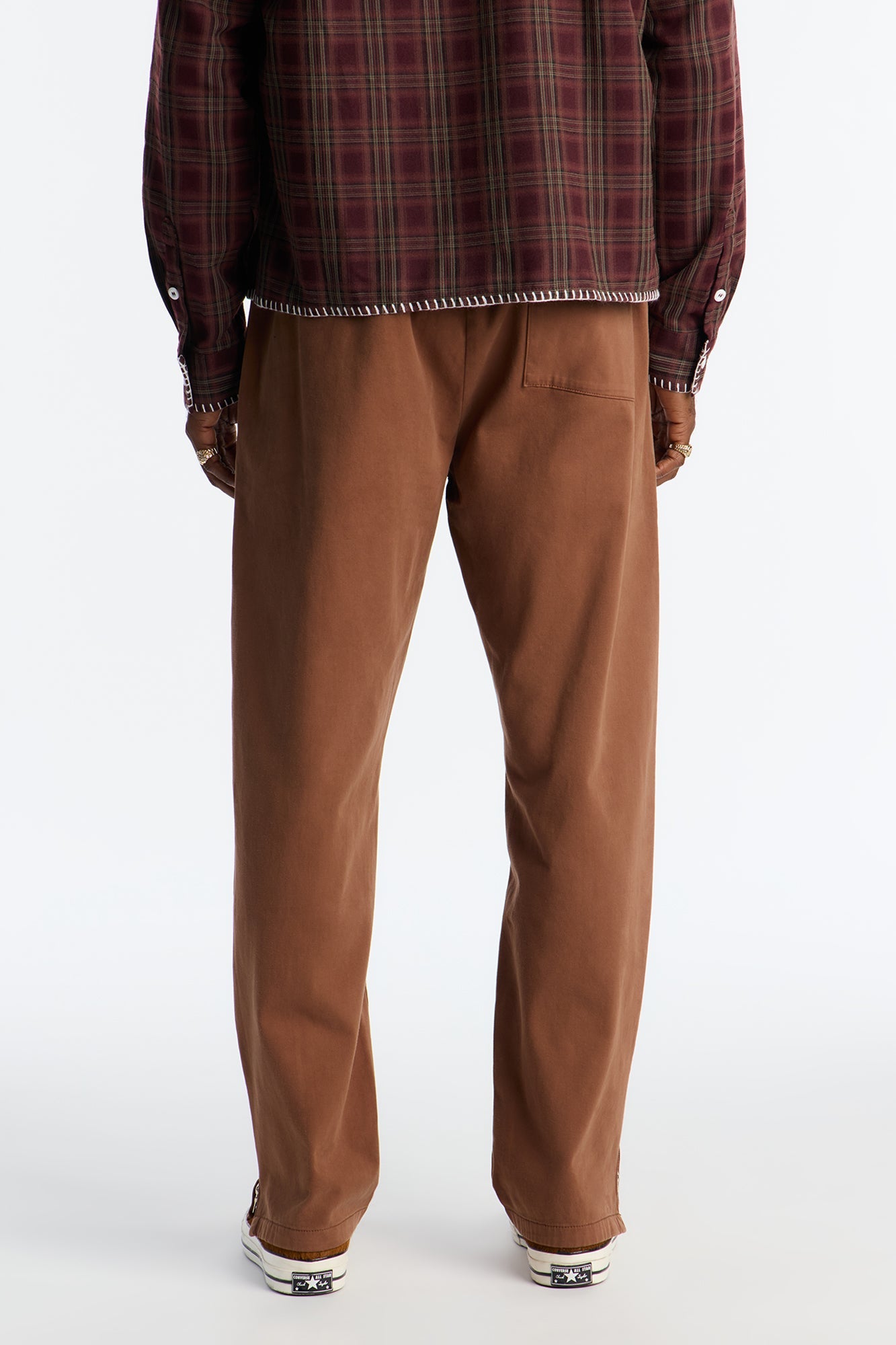 Slim Pintuck Zipper Pant - Brown