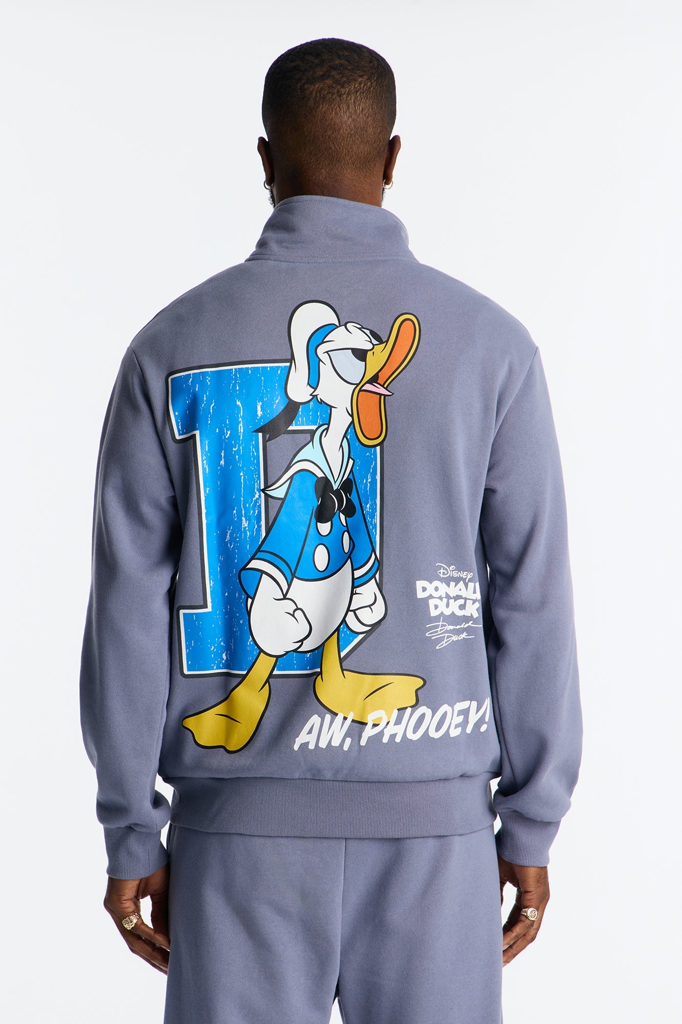 Disney Aw Phooey Donald Embroidery Quarter Zip Sweatshirt - Slate Blue
