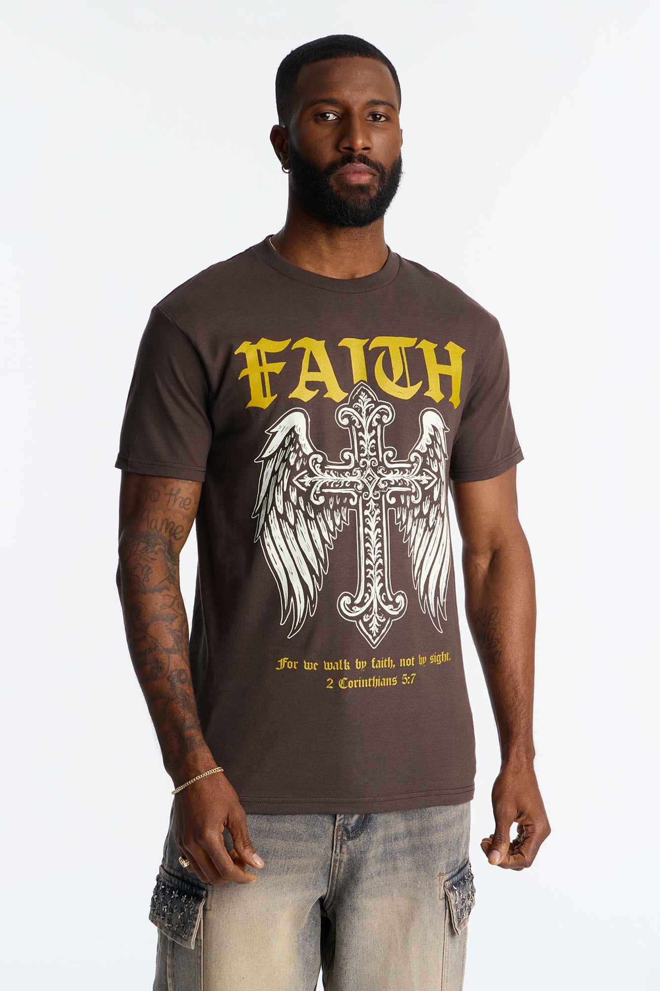 Faith In The Word Short Sleeve Tee - Brown