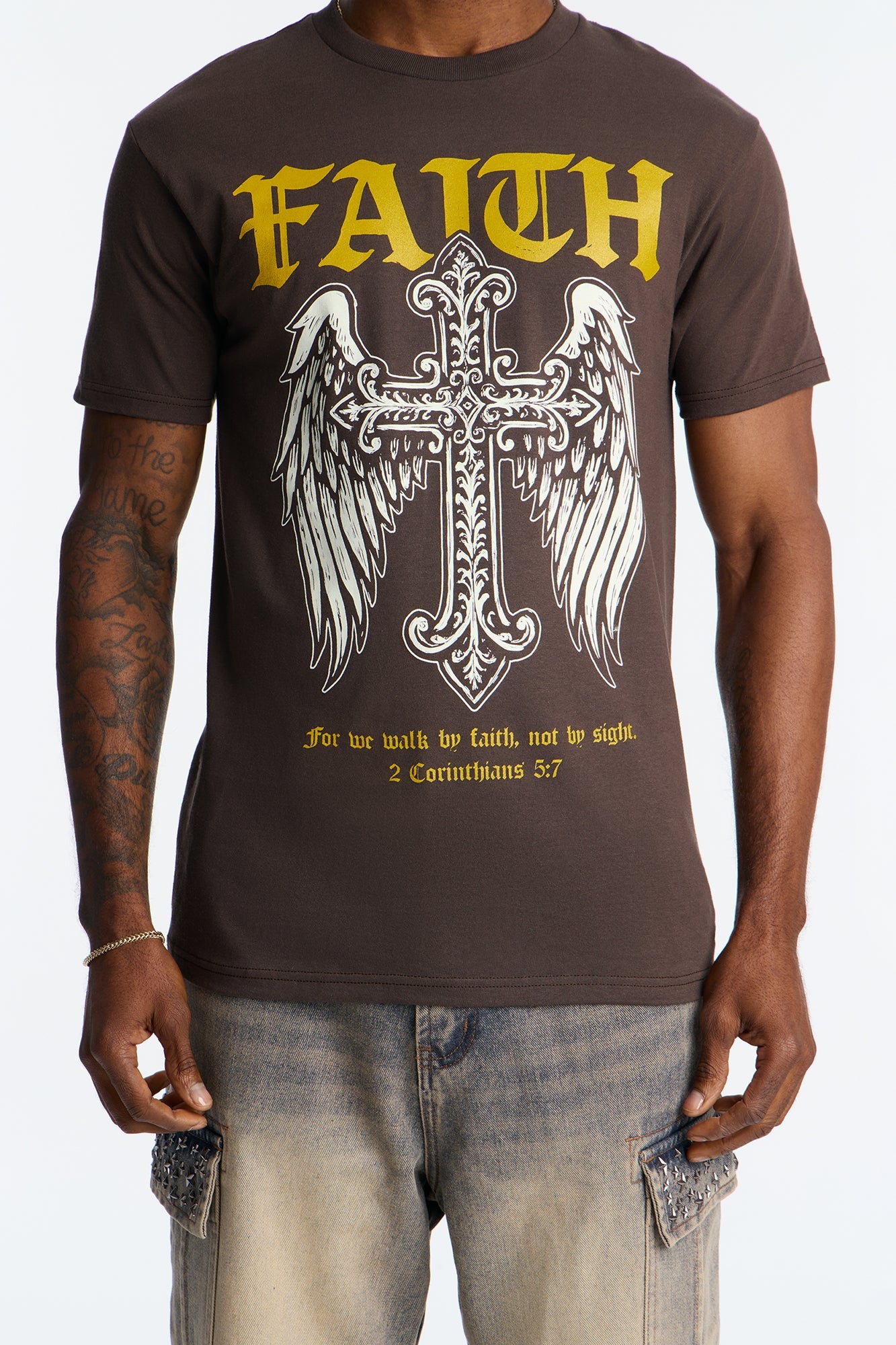 Faith In The Word Short Sleeve Tee - Brown