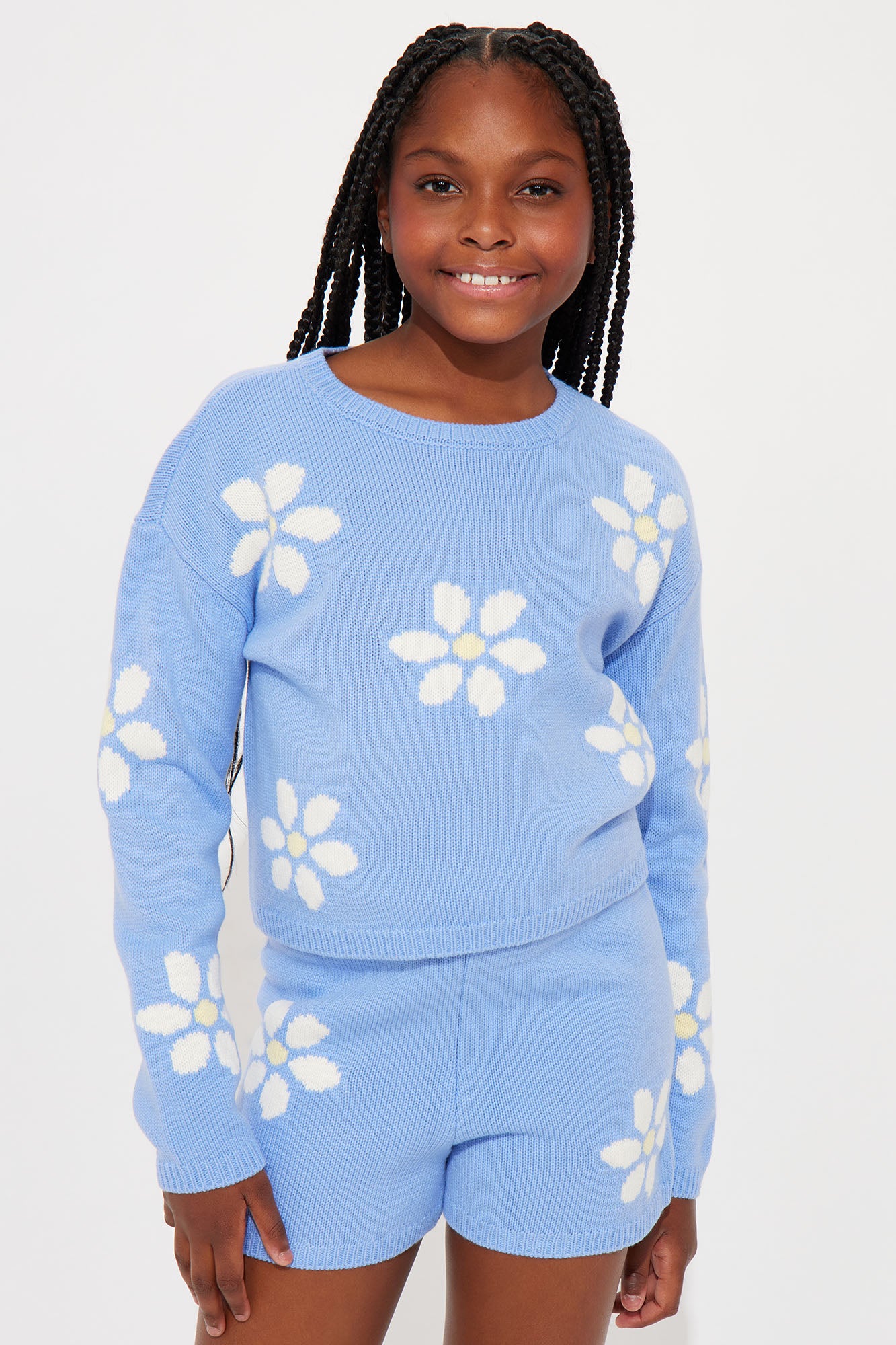 Mini Picking Petals Short Set - Periwinkle