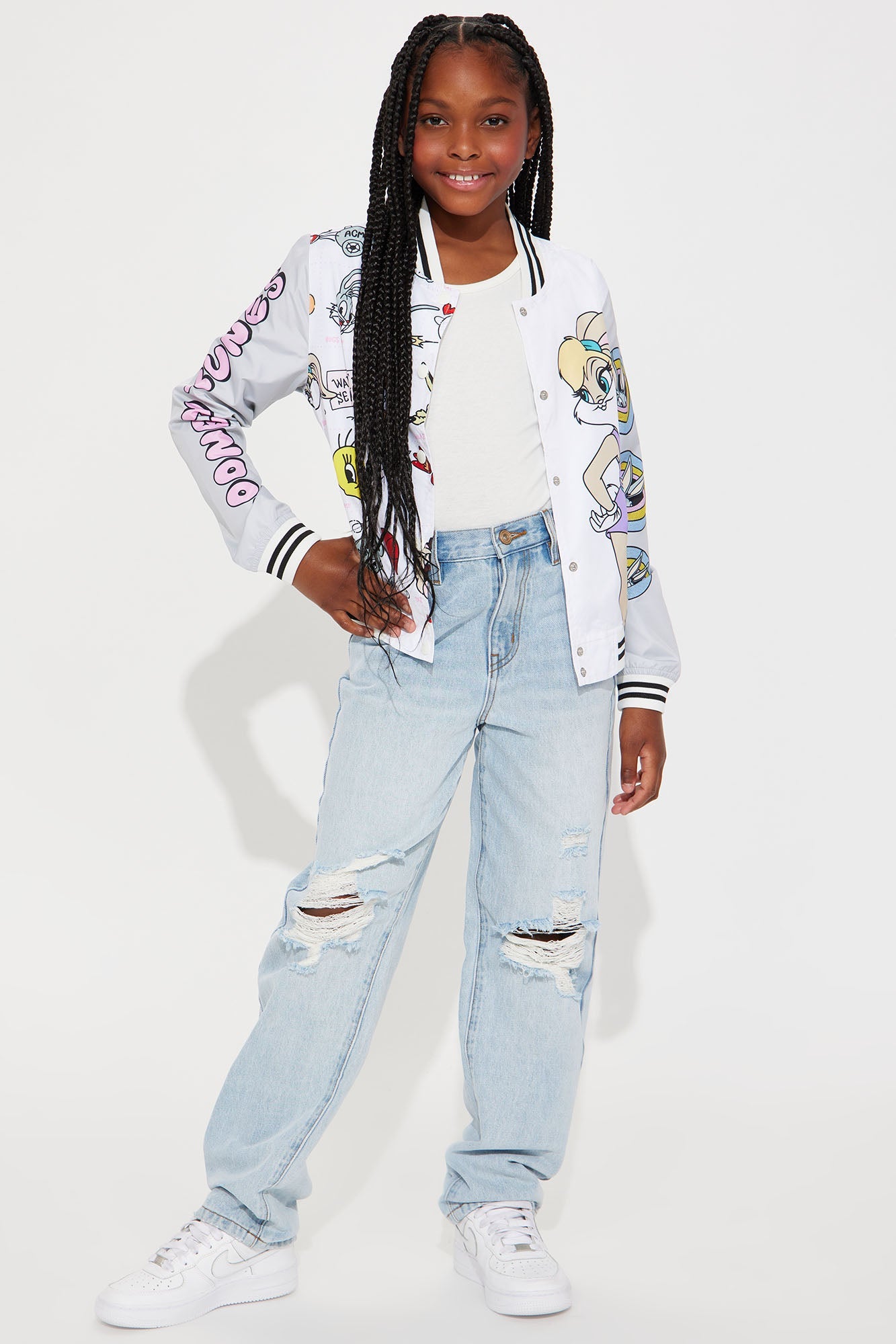 Mini Looney Tunes Varsity Windbreaker - White