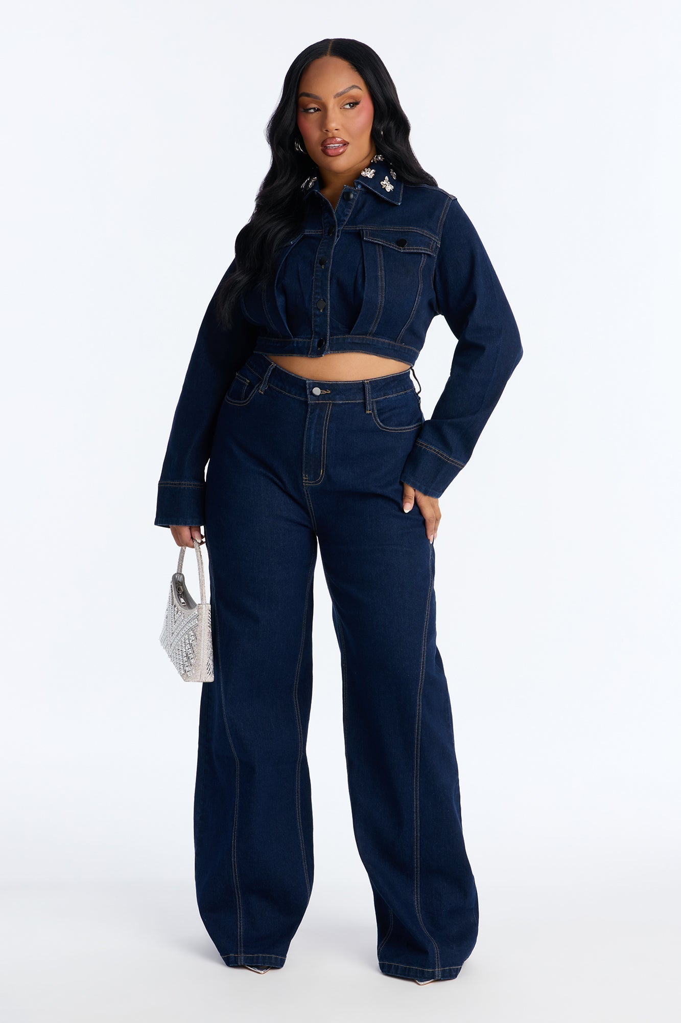 Fame And Fortune Wide Leg Jeans - Dark Wash