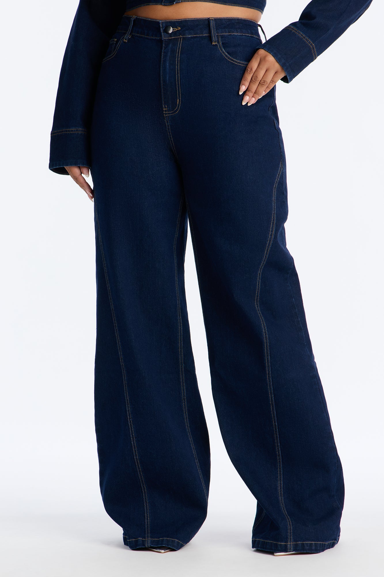 Fame And Fortune Wide Leg Jeans - Dark Wash