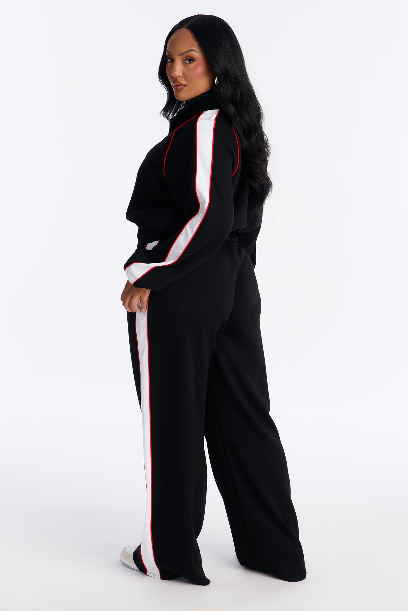 In Motion Mock Neck Lounge Pant Set - Black
