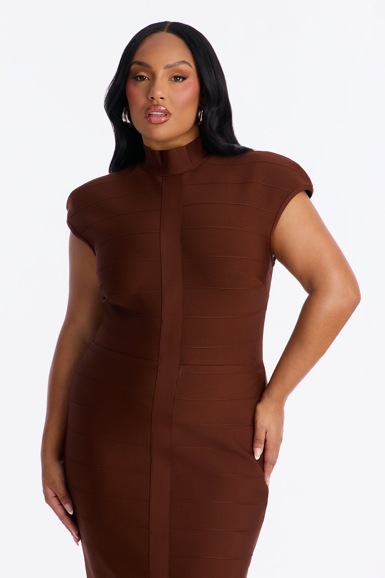 Moxie Cap Sleeve Bandage Maxi Dress - Chocolate