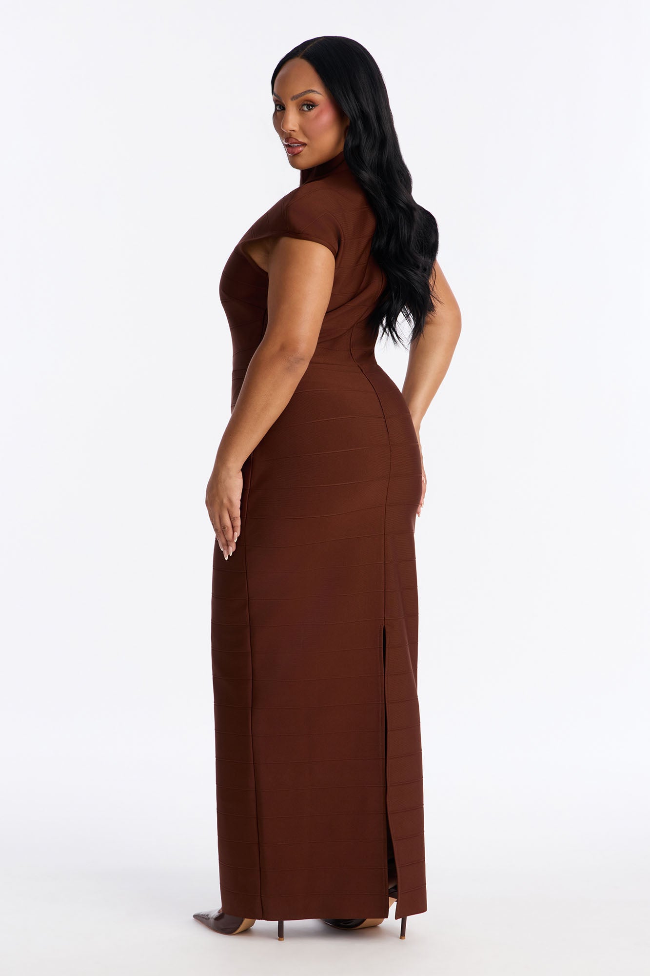 Moxie Cap Sleeve Bandage Maxi Dress - Chocolate