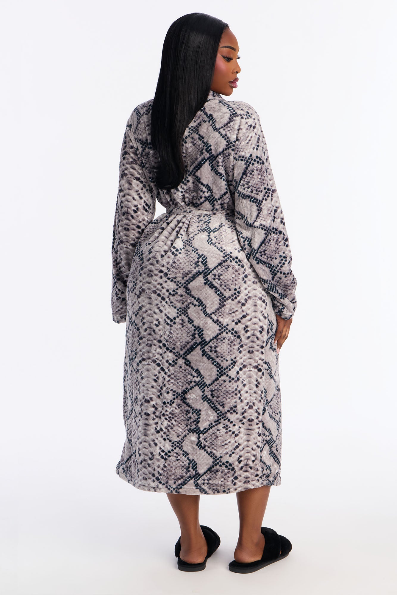 Laying Low Snake Skin Velour Robe - Grey/combo