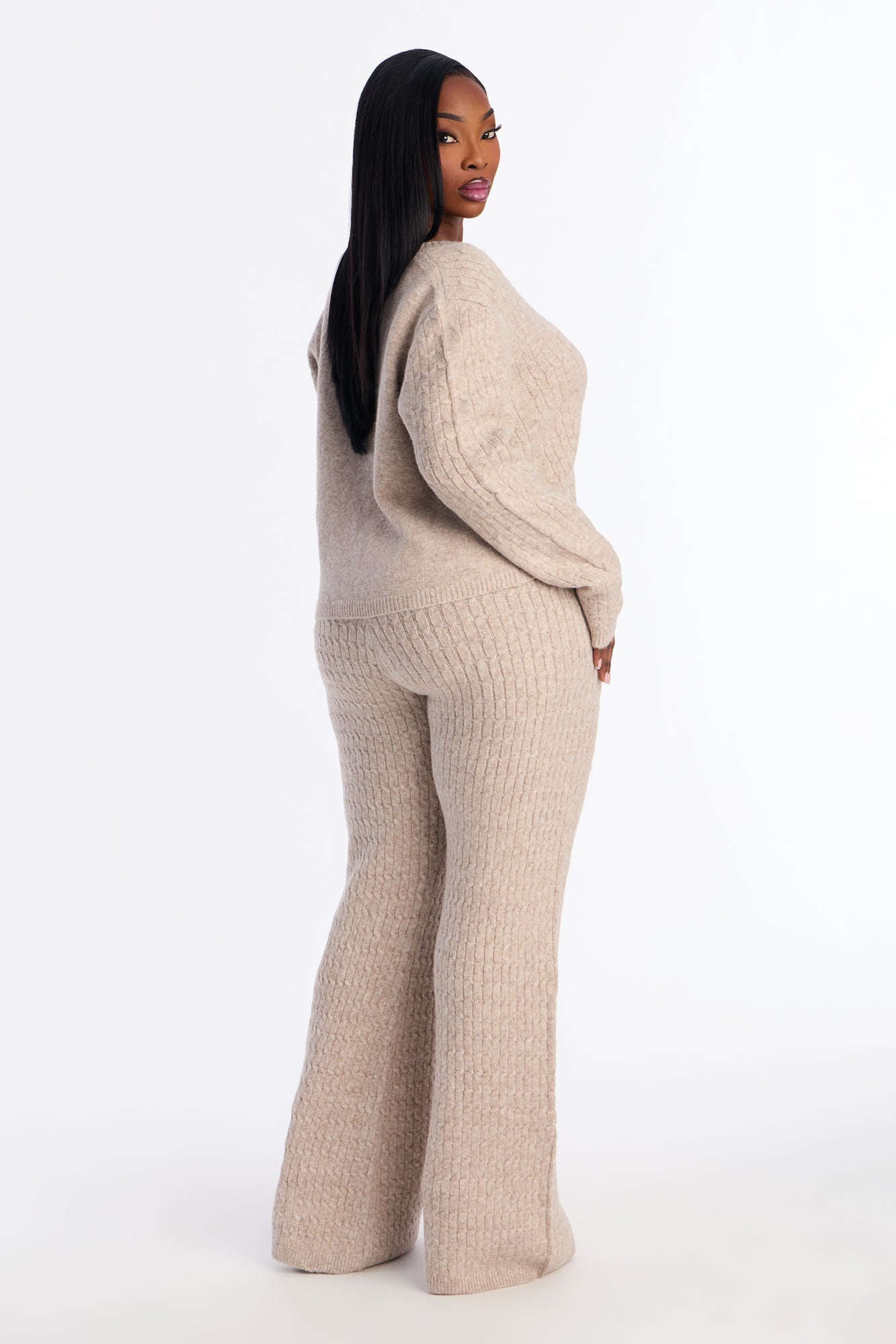 Brenda Bow Sweater Pant Set - Taupe