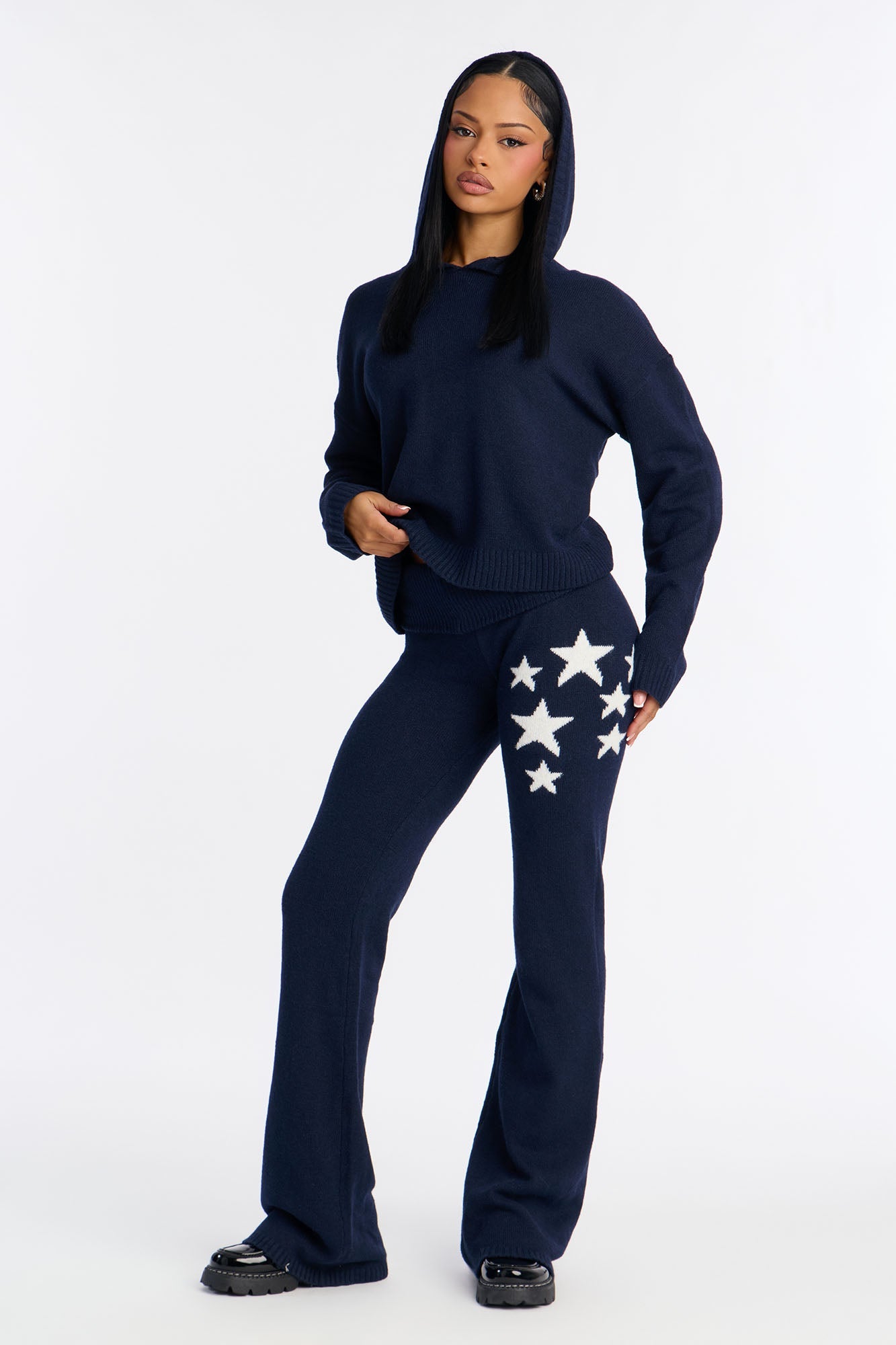 Shining Stars Sweater Pant Set - Navy