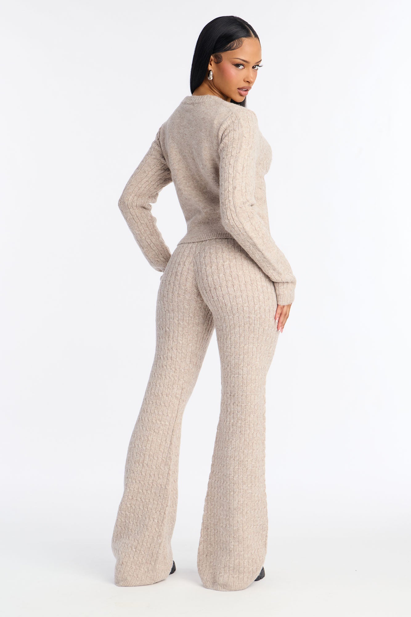 Brenda Bow Sweater Pant Set - Taupe