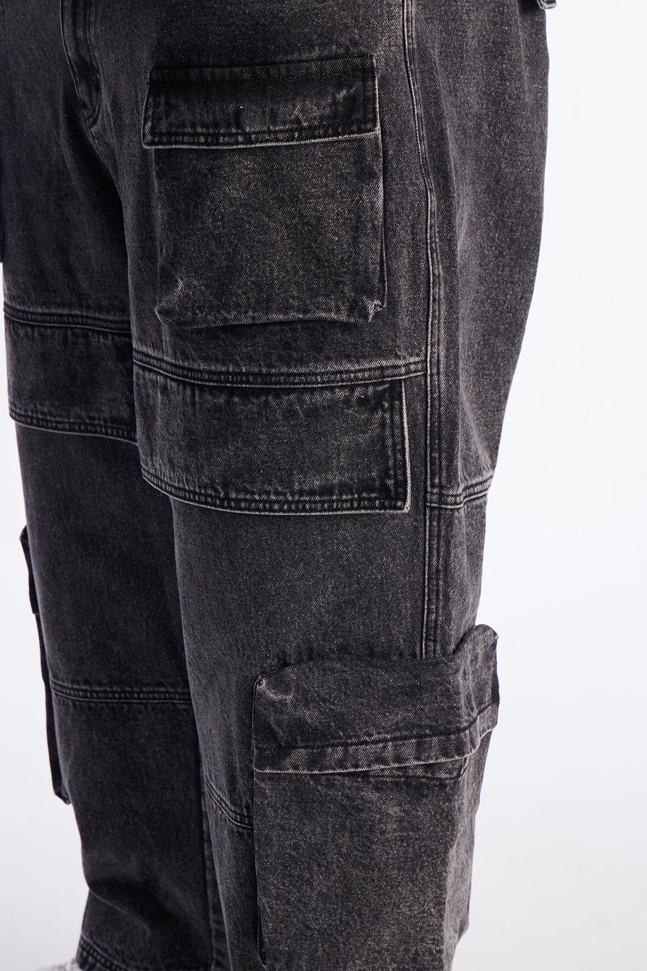 Baggy Pass It Over Cargo Jean - Black Wash