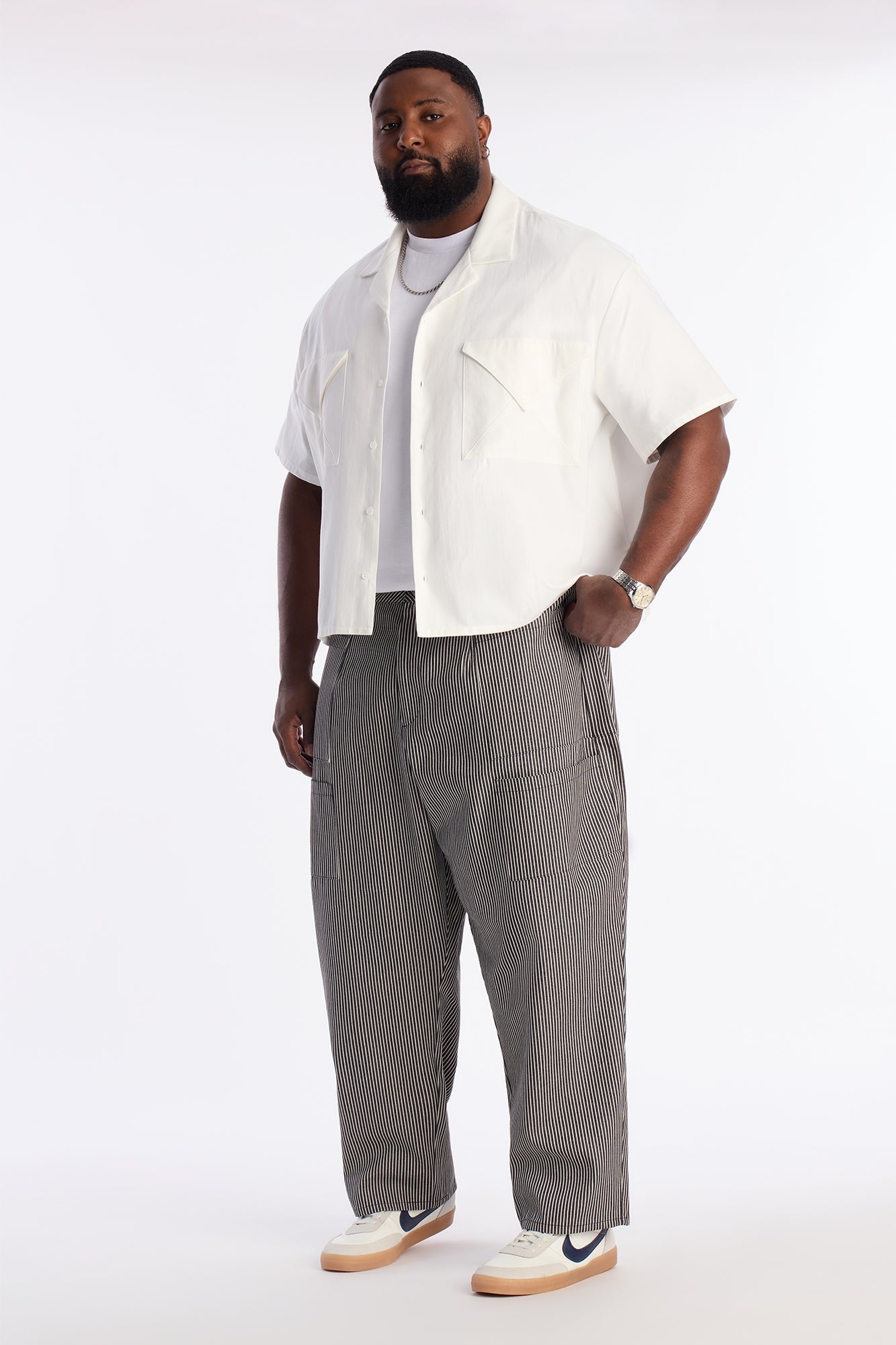 Balloon Fit Tokyo Drift Striped Pant - Black