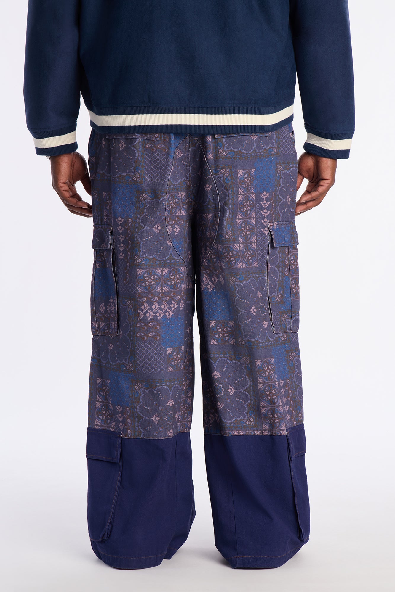 Wide Leg Mixed Worlds Paisley Pant - Navy
