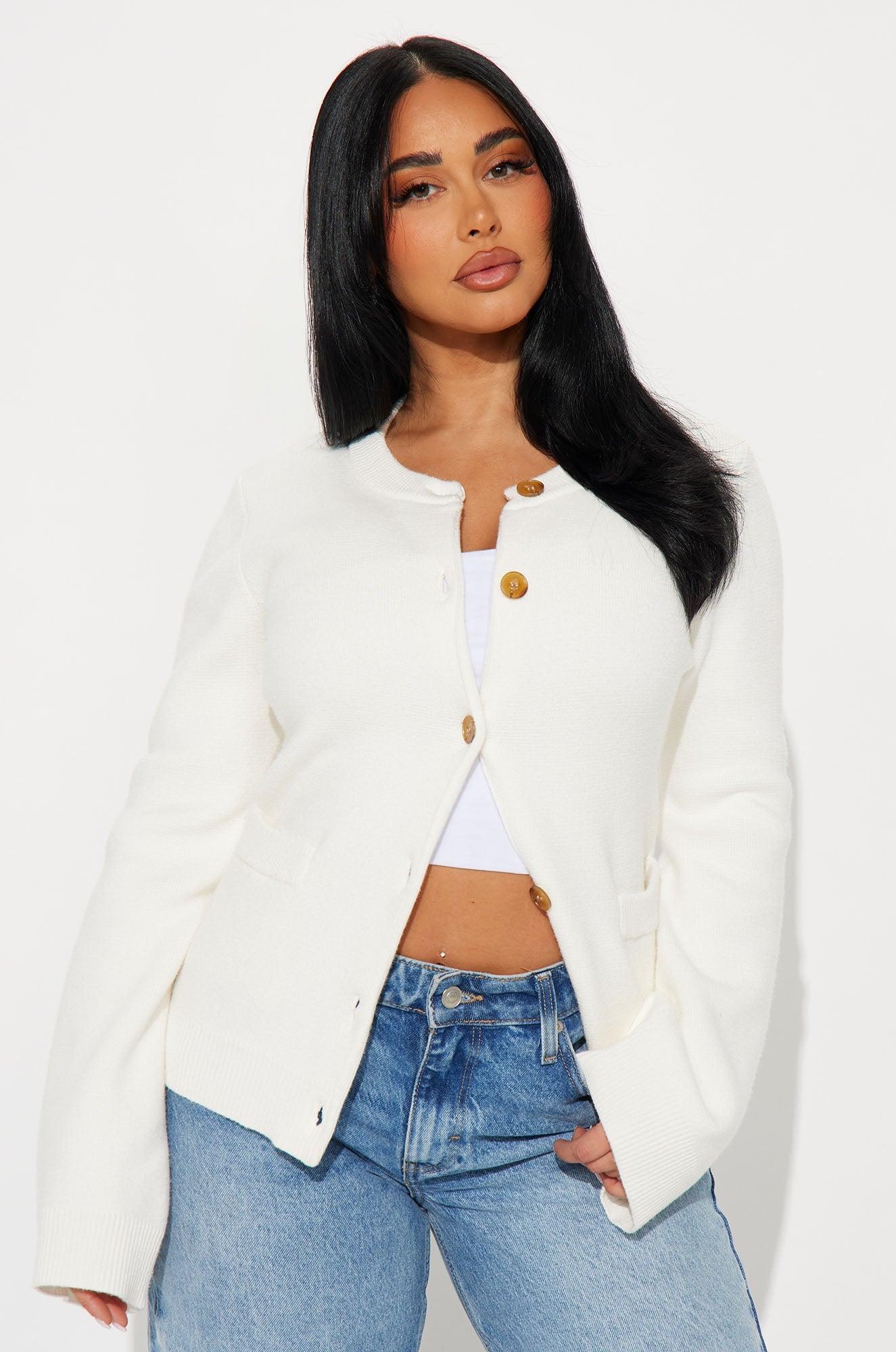 Grace Bell Sleeve Cardigan - Ivory