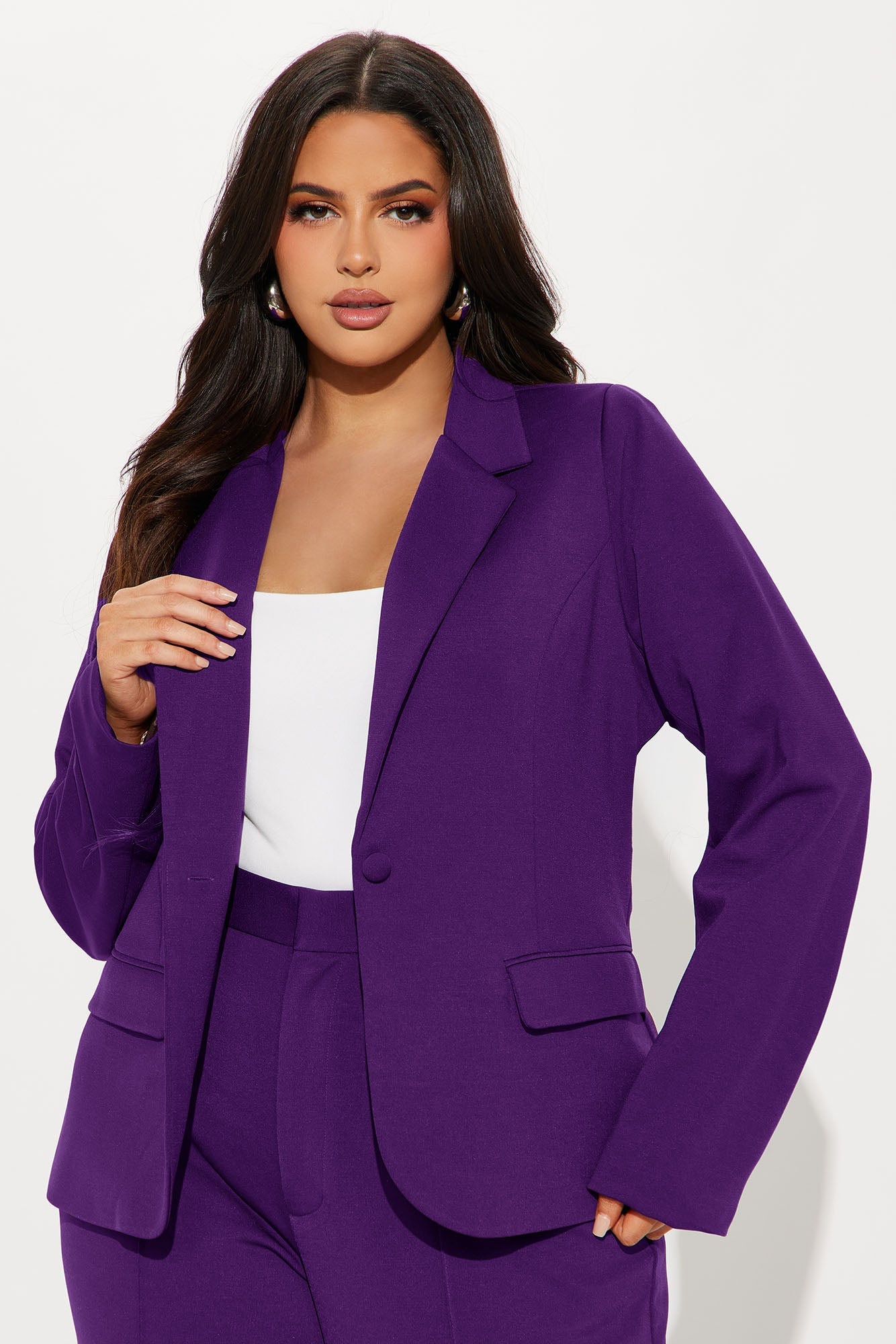 Business Per Usual Blazer Pant Set - Plum