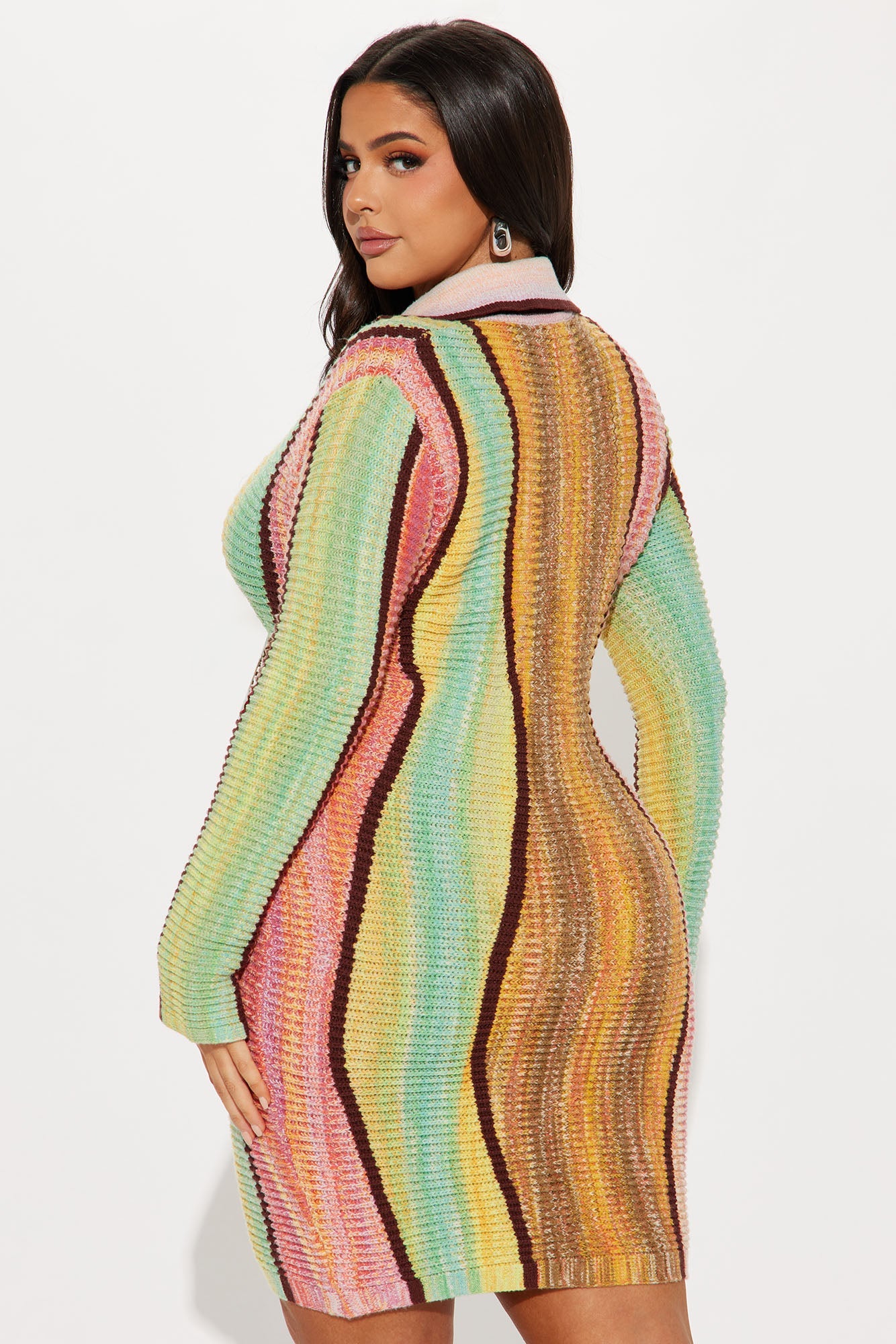 Calliope Collared Sweater Mini Dress - Pink/combo