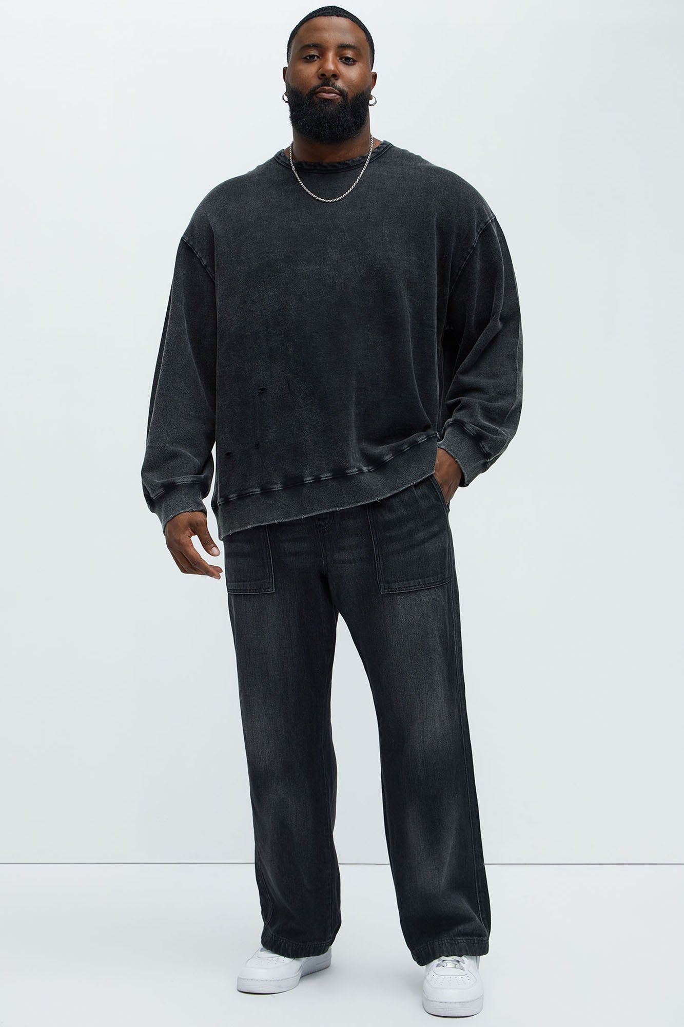 Perrie Crewneck Sweatshirt - Black Wash