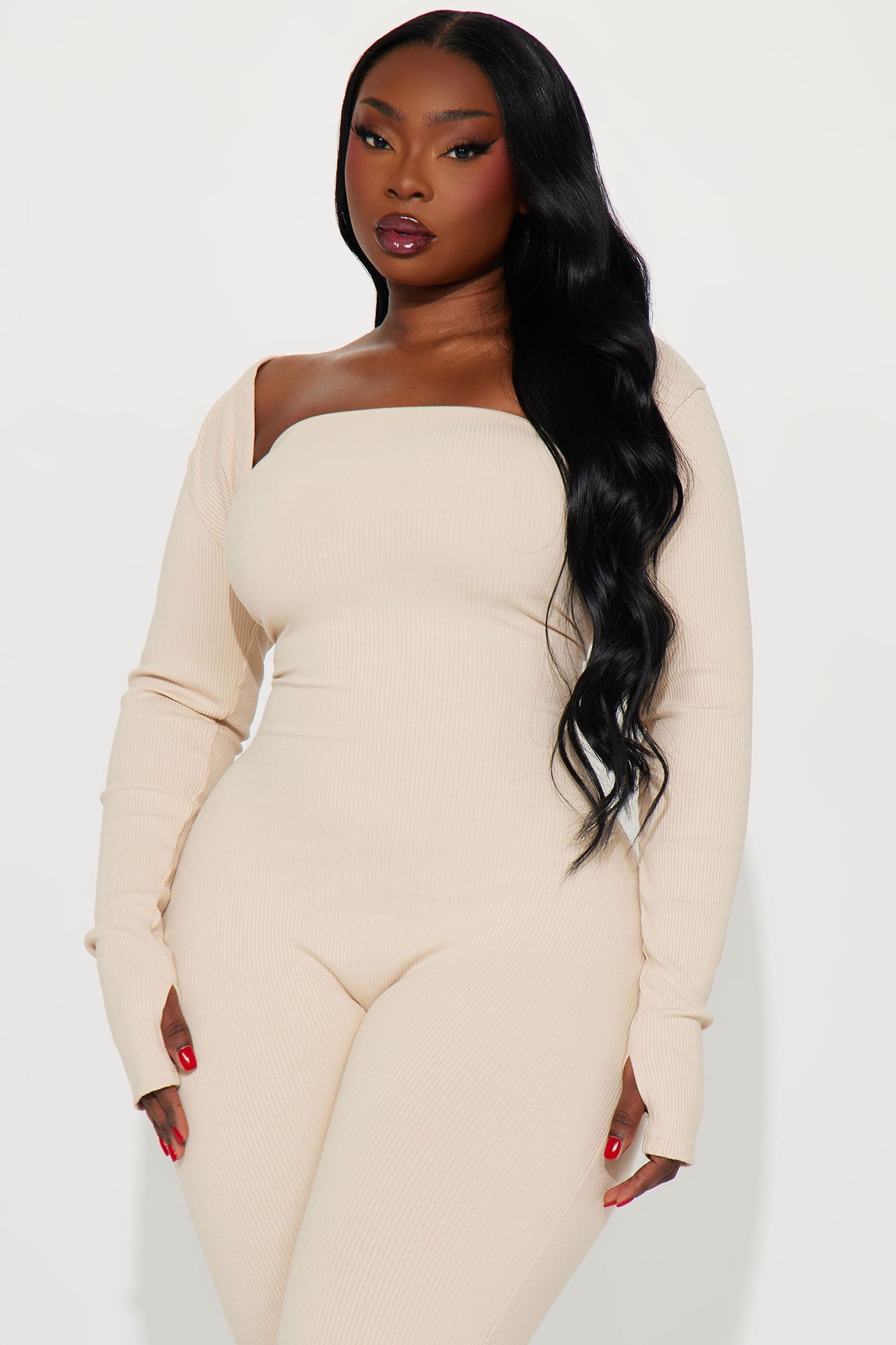 Jeanette Snatched Jumpsuit Set - Cream