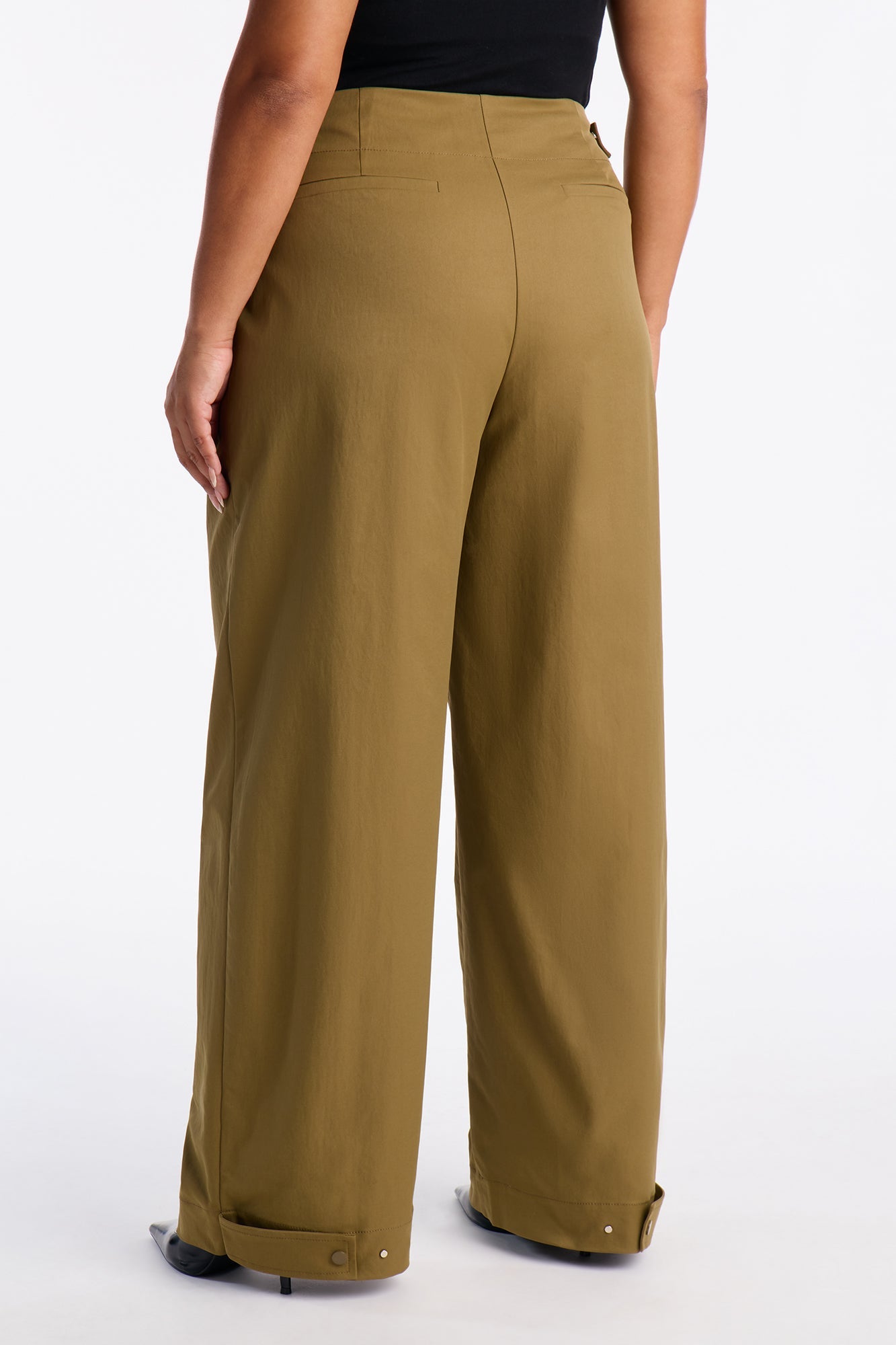 Cami Wide Leg Brushed Twill Pant 32″ - Olive