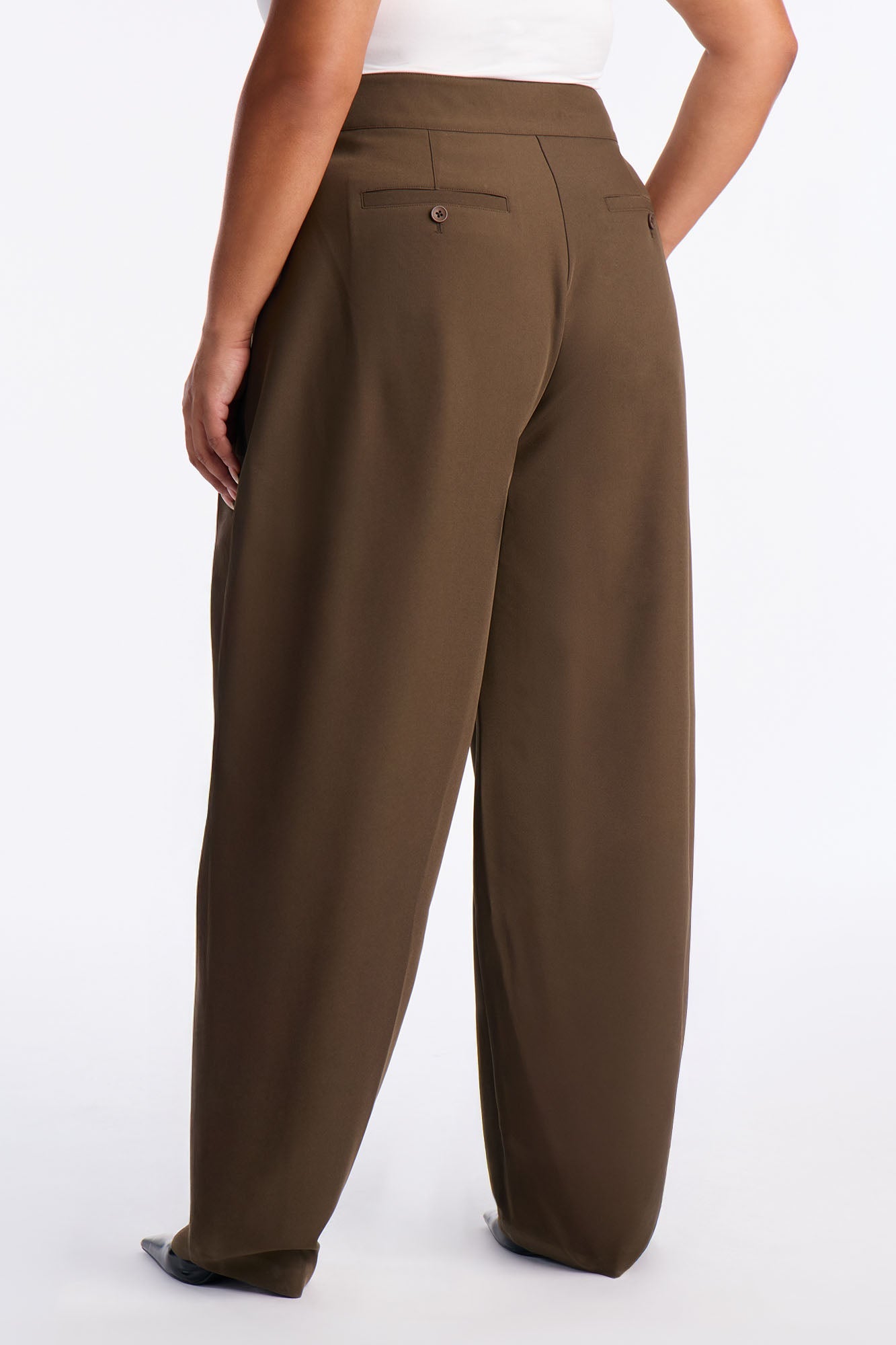 Long Lasting High Waisted Barrel Leg Trouser Pant 32″ - Olive