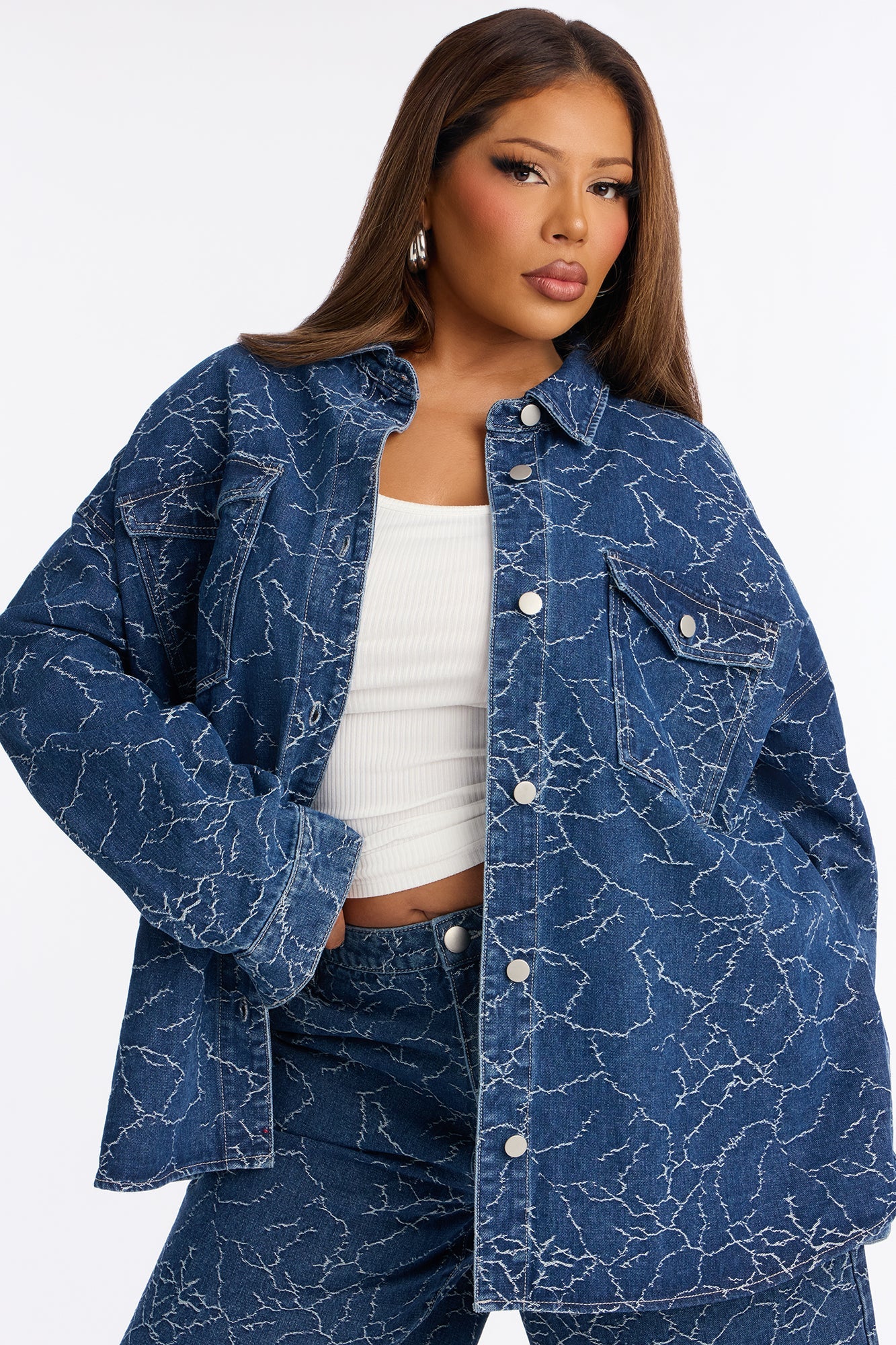 Live Wire Oversized Denim Shacket - Dark Wash